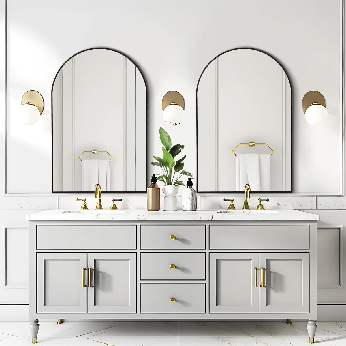 Modern Arch Wall Mirrors for Bathroom Vanity Mirror(Set of 2) - 36*24