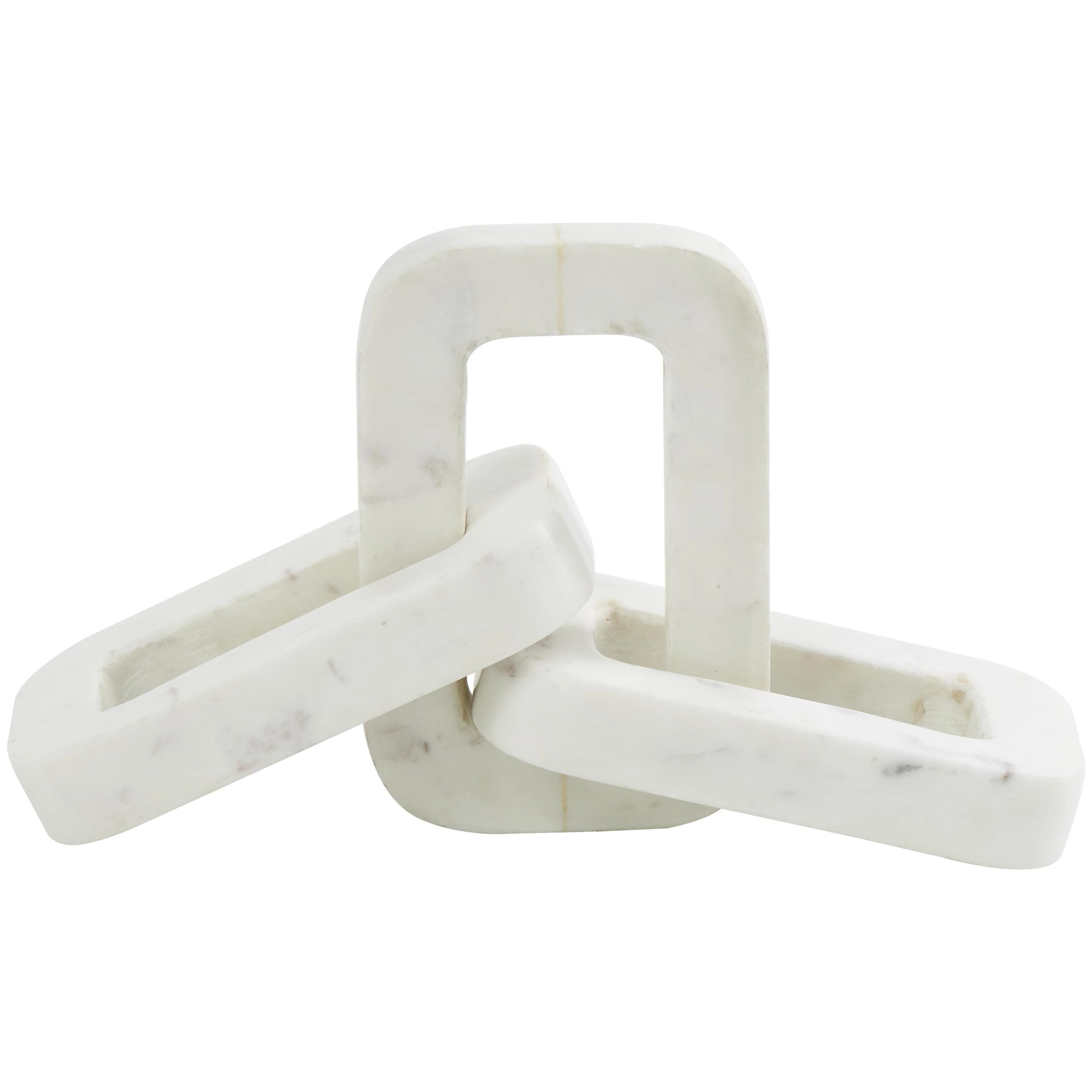 Marble Chain Rectangular 3 Link Decorative Sculpture - White - Roche River Decor