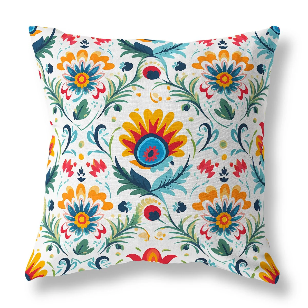 Yellow And Green Wild Haven Herbs Indoor/Outdoor Throw Pillow Zipper