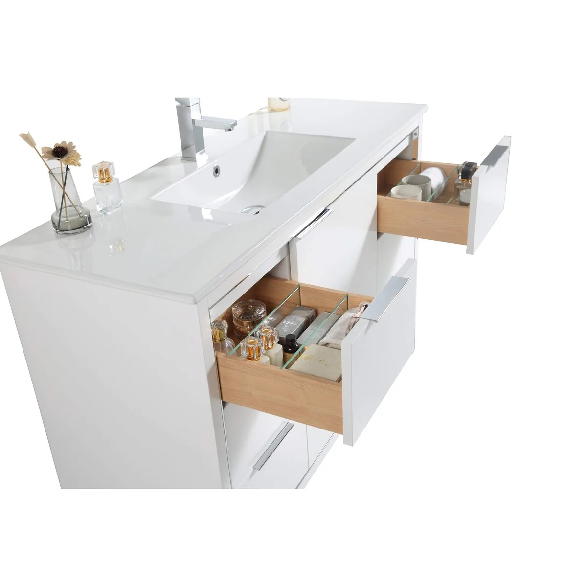 Fine Fixtures Opulence Collection Bathroom Vanity with White Ceramic Sink
