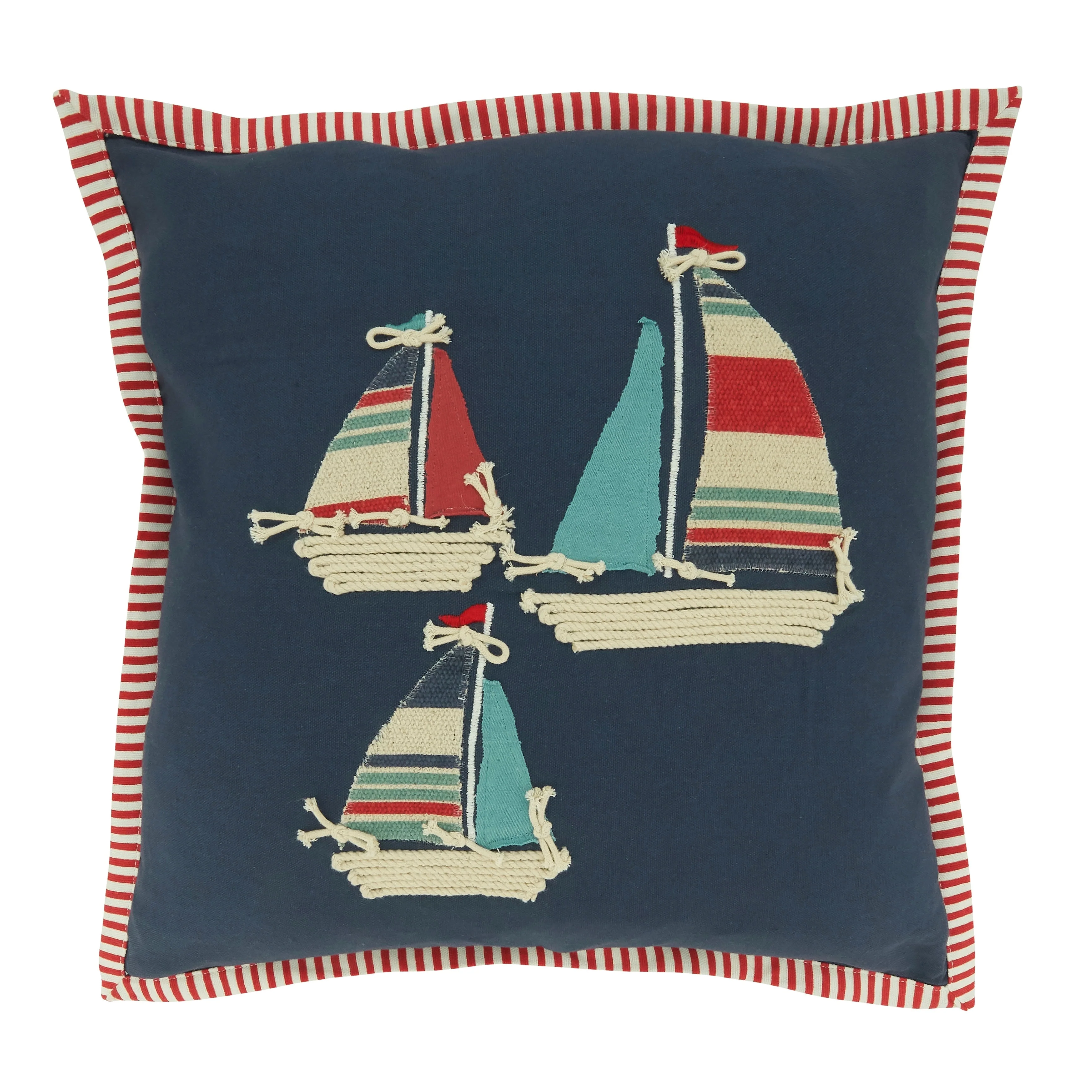 Sail Boats Appliqué Throw Pillow