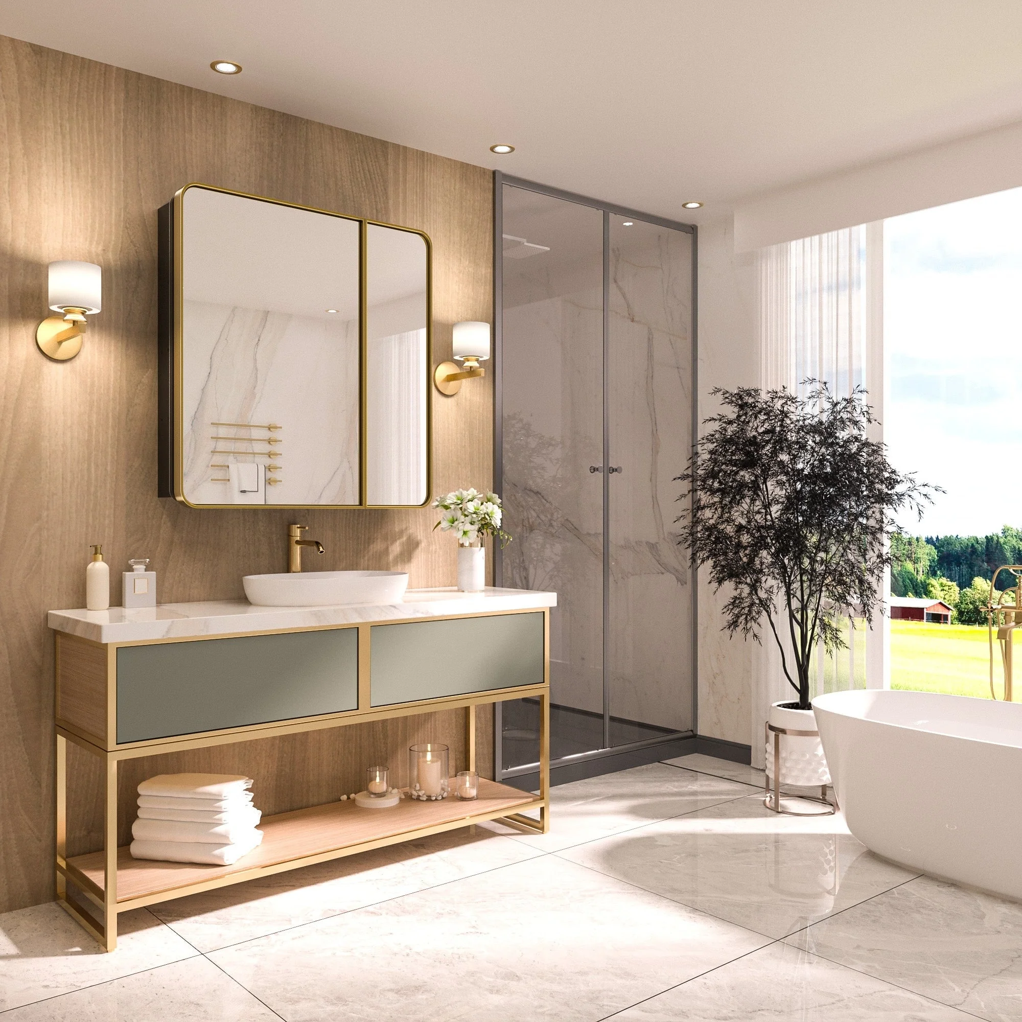 KEONJINN Medicine Cabinets for Bathroom with Mirror, Stainless Steel 1-3 Framed Doors