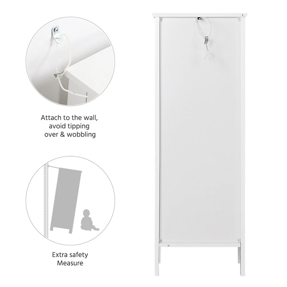 Yaheetech Bathroom Free Standing Storage Floor Cabinet with Drawers