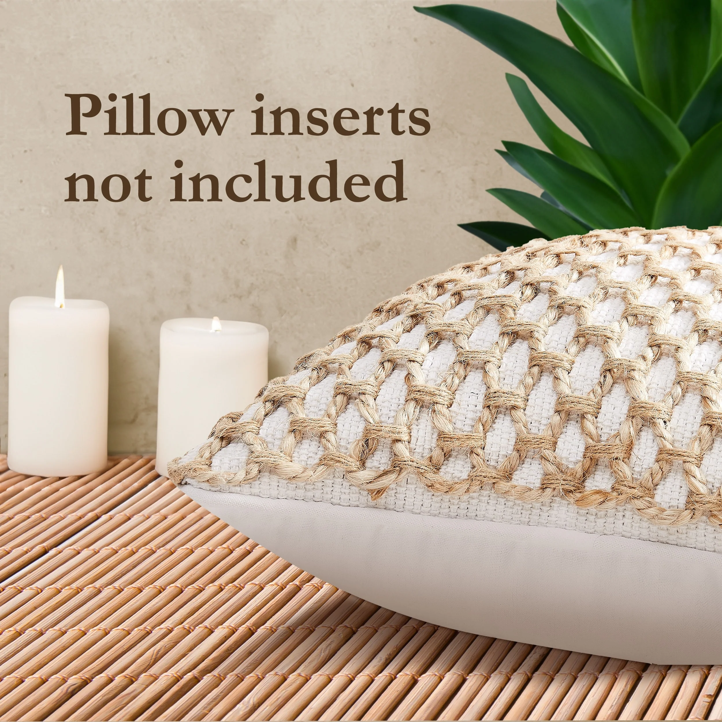 Boho Living Jada Braided Cotton/Jute Throw Pillow Covers
