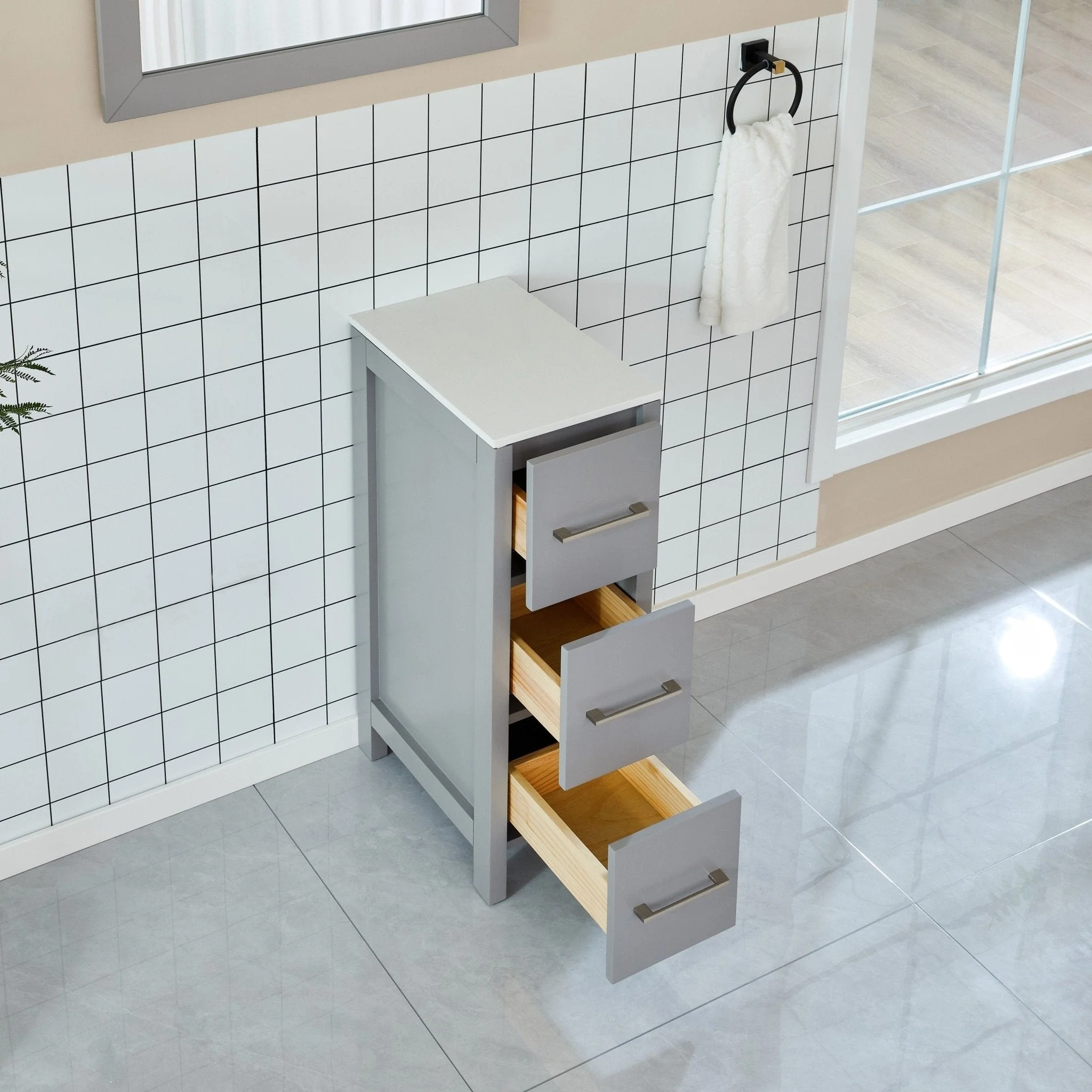 Vanity Art 54-inch Single Sink Bathroom Vanity Set with Engineered Marble Top and Free Mirror - 54 x 18.5 x 36 Inches