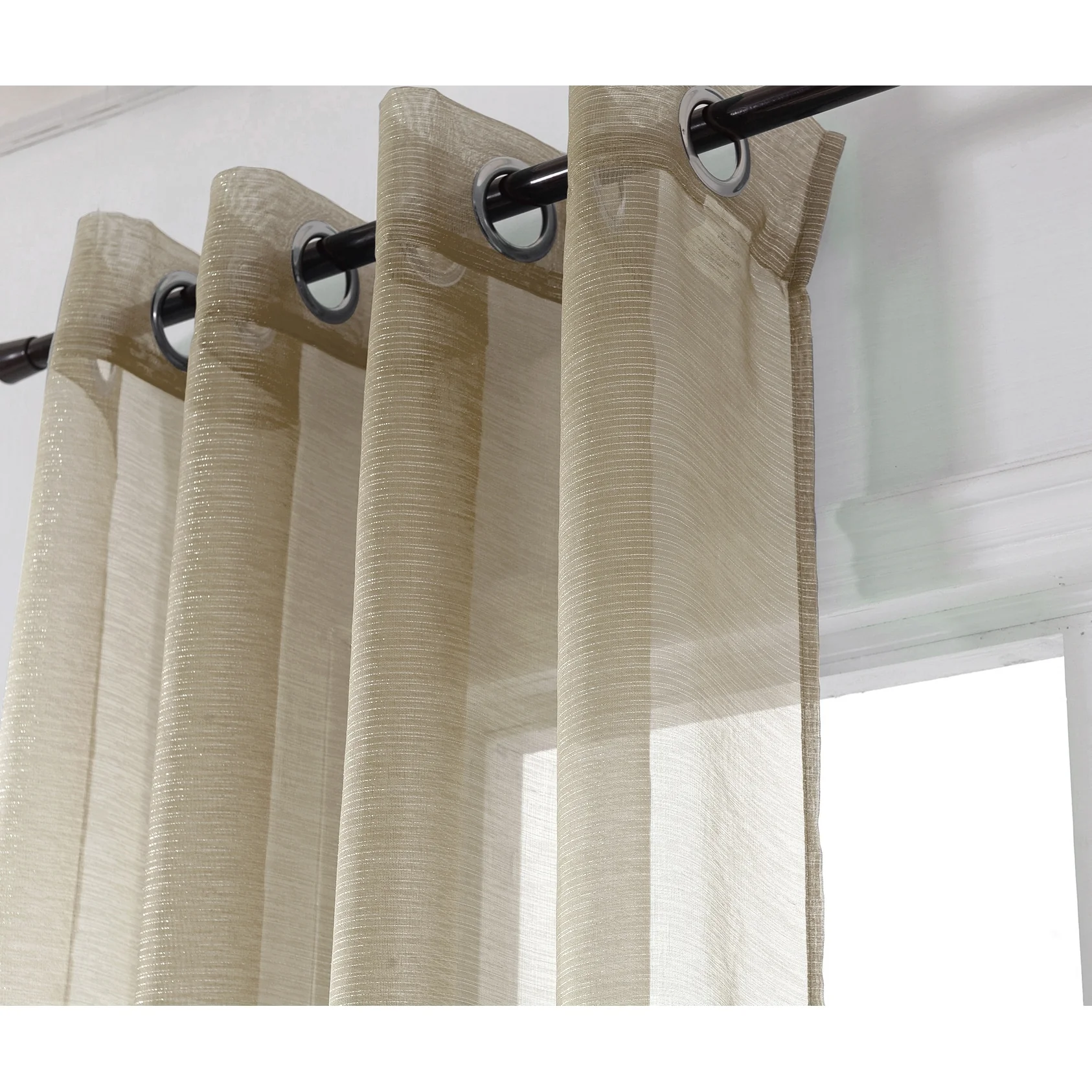 Lonnie Metallic Stripe Sheer Window Curtain Panel 90 inch