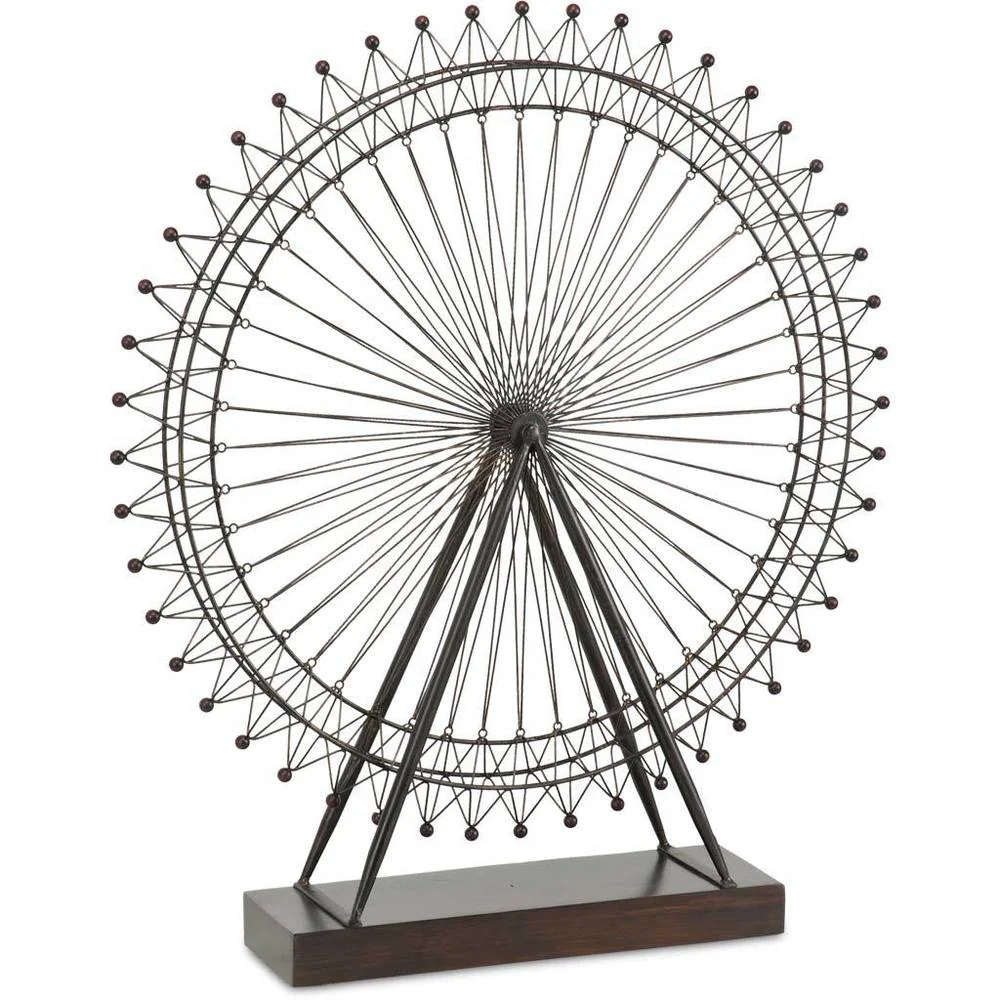 London Eye III Ferris Wheel Black Metal/Wood Accent Piece - 5.0L x 28.7W x 31.9H