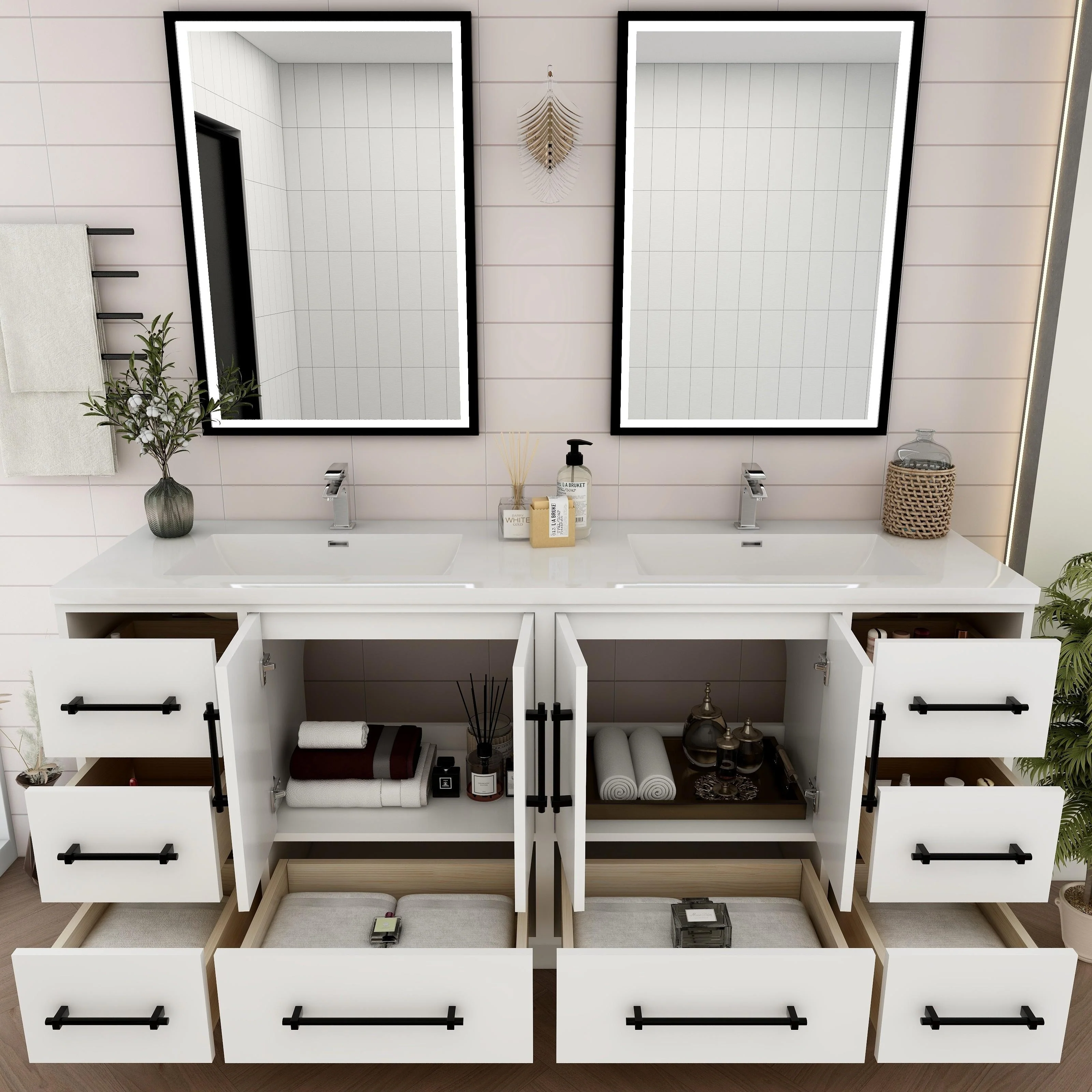 Victoria 72'' Freestanding Vanity with Double Reinforced Acrylic Sink - 71.5