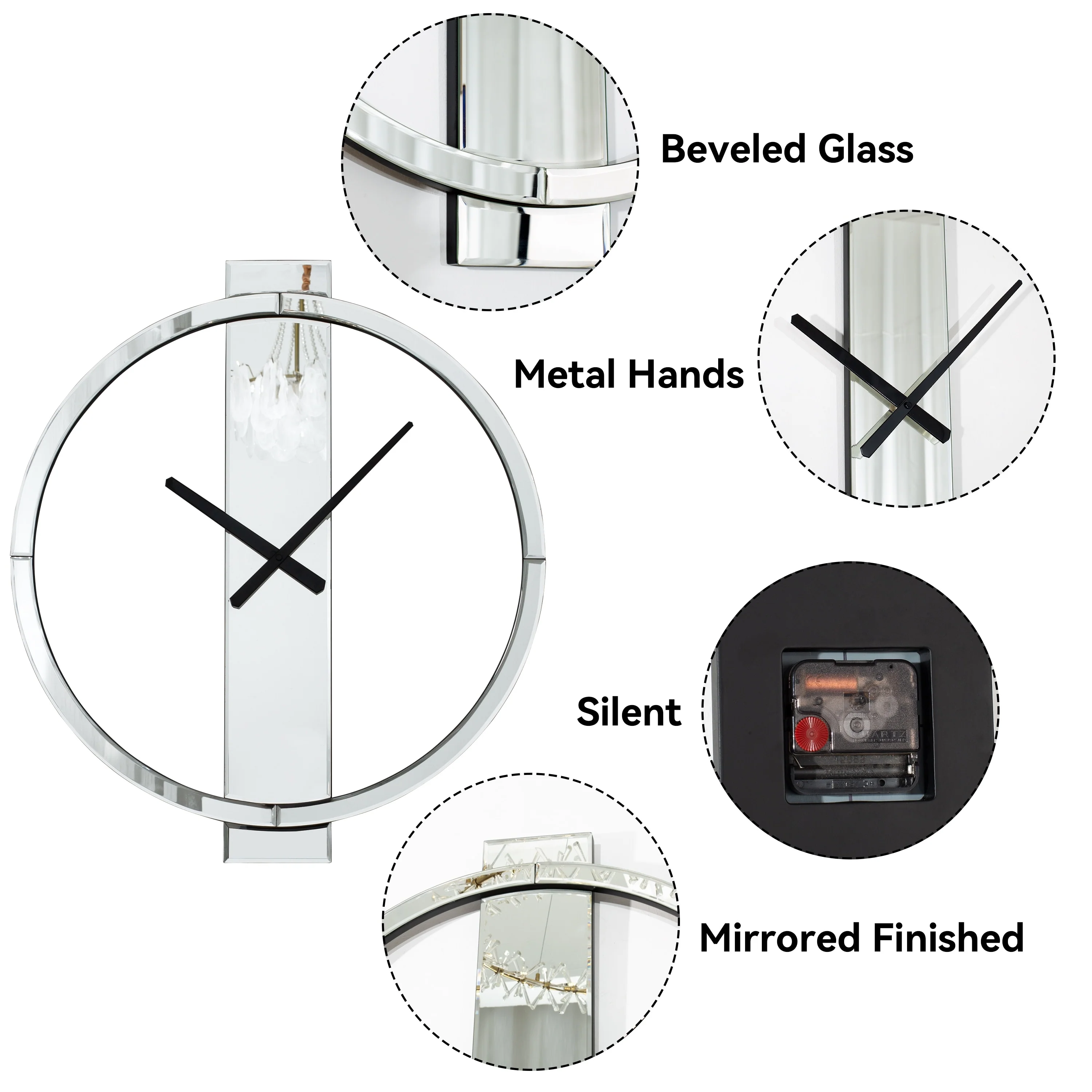 Glass Round Wall Clock 24 Inches