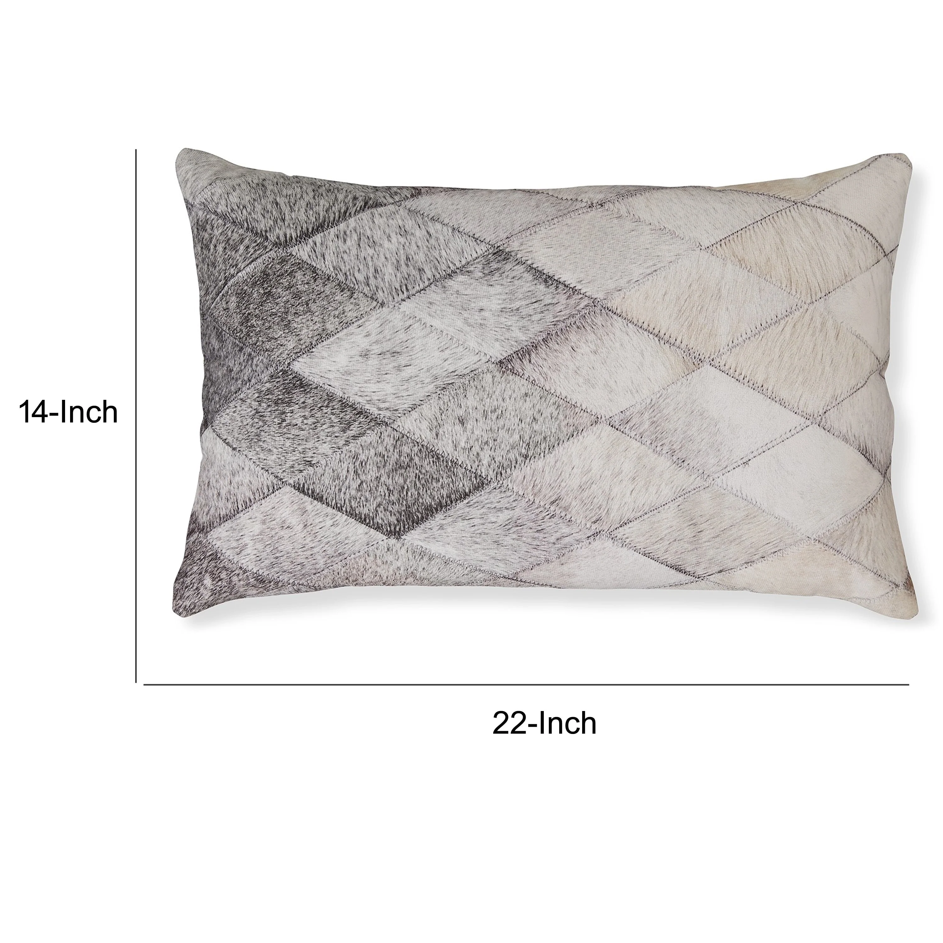 Lumbar Throw Pillow Set of 4, 14 x 22 Diamond Pattern, Gray and White Blend