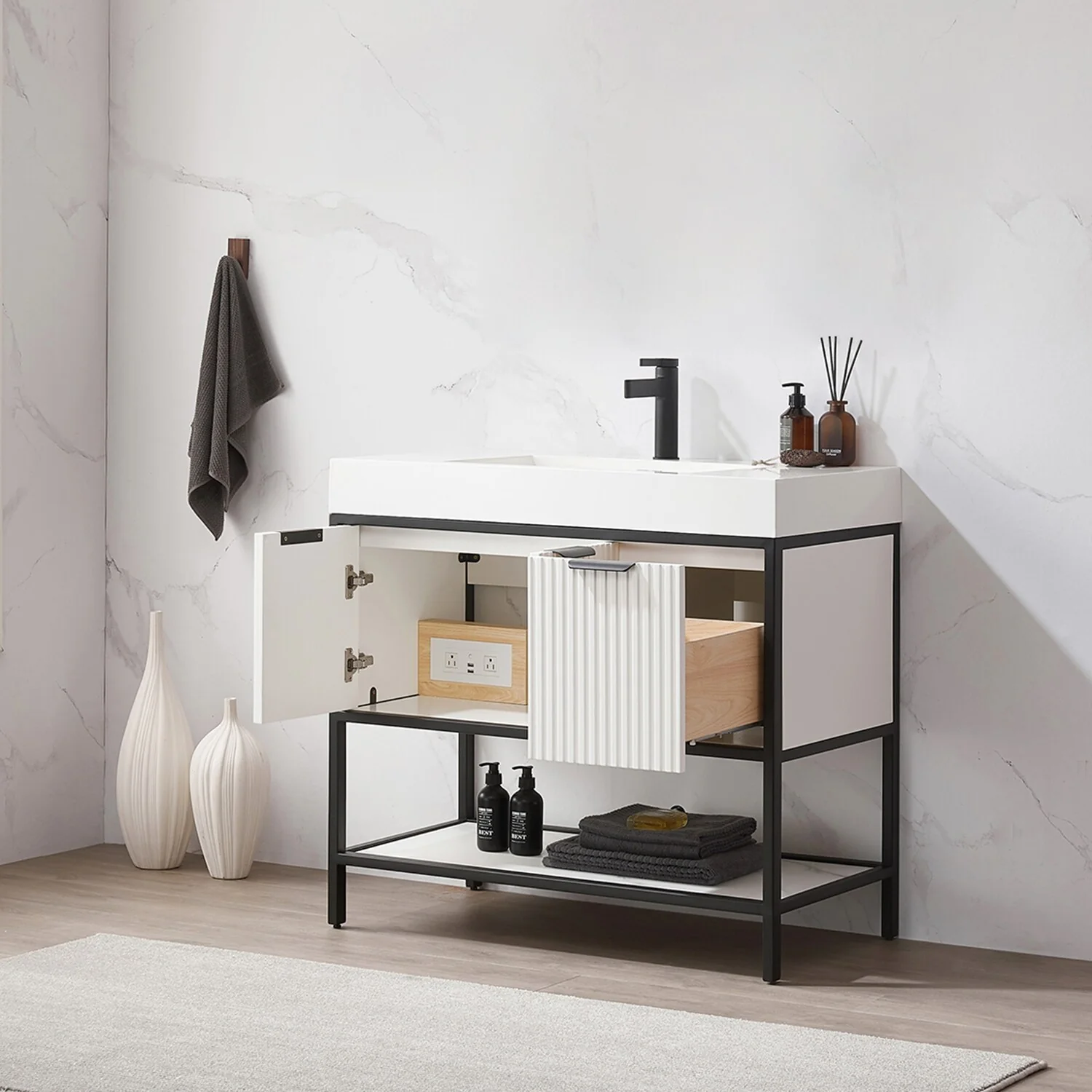 Marcilla 36 in. Single Sink Bath Vanity with Stone Sink Top