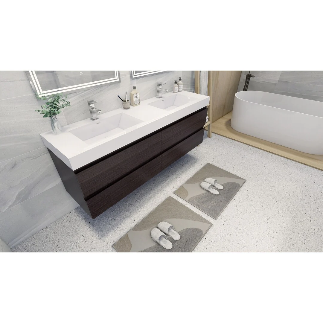 Baillie 72'' Wall-Mounted Vanity with Double Reinforced Acrylic Sink