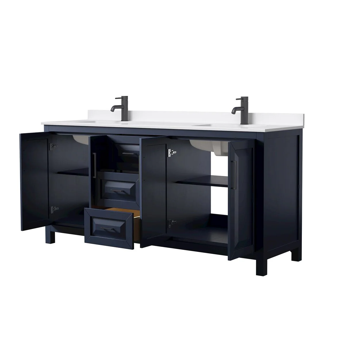Daria 72-inch Double Vanity, Single Hole Quartz Top
