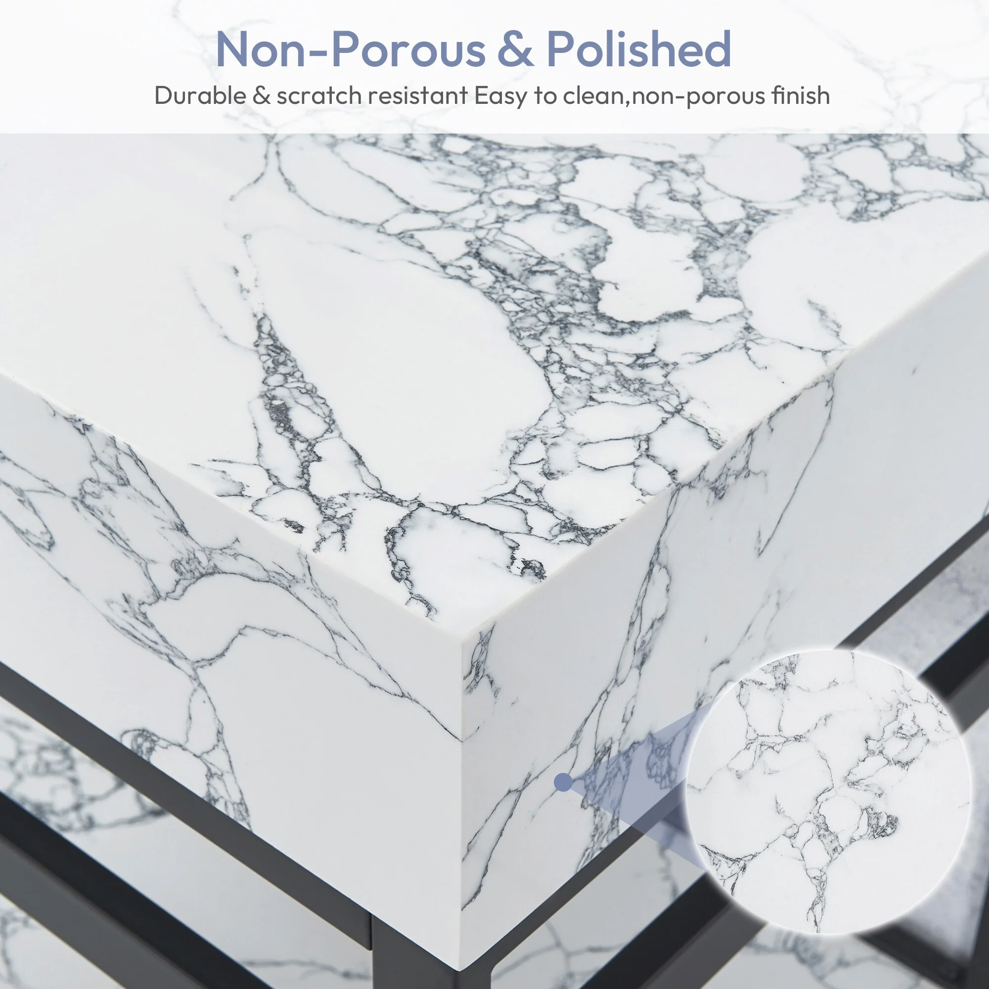 Ecija Bath Vanity, Metal Support with Composite Stone Top, no Mirror