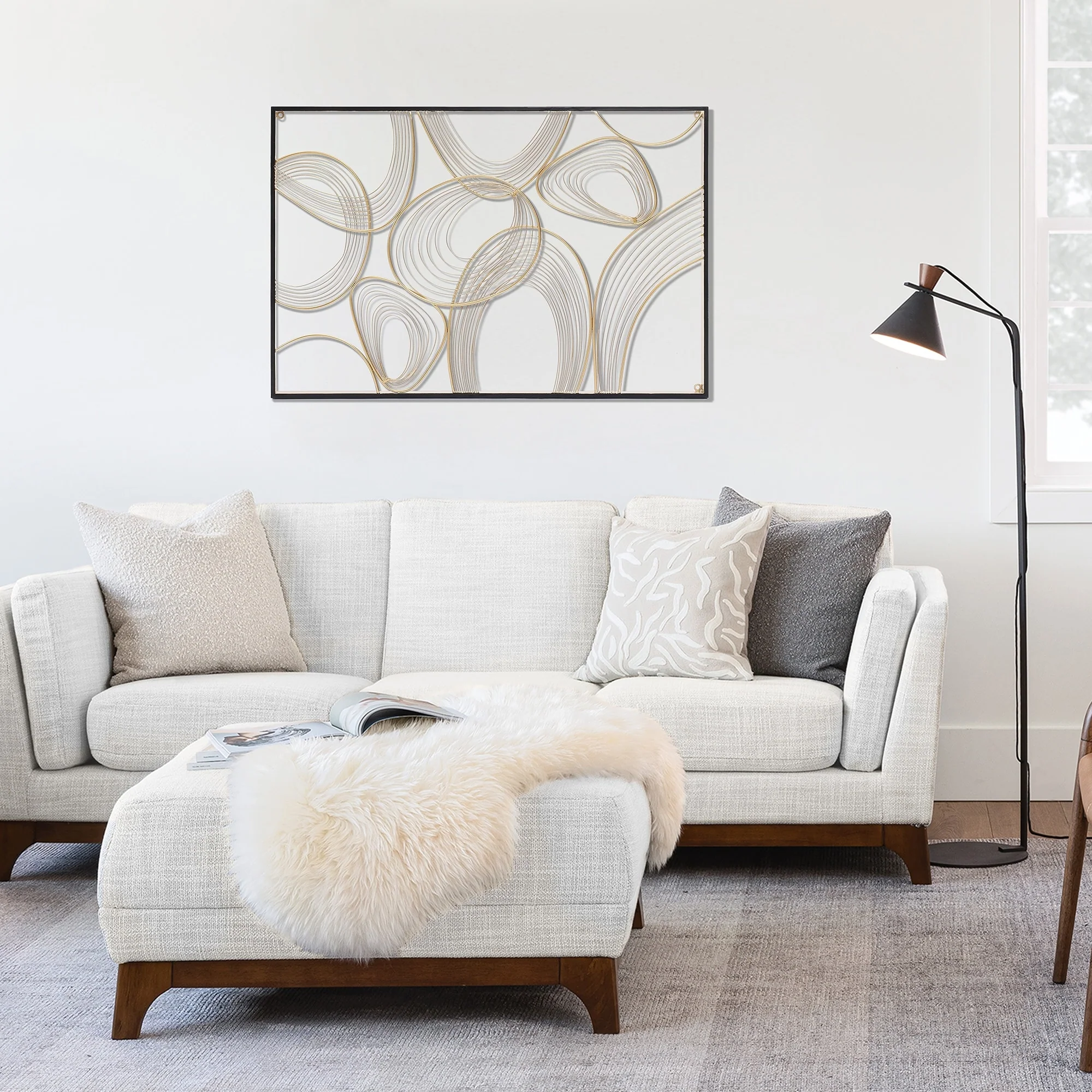 Gold and Black Abstract Metal Rectangular Metal Wall Art Decor