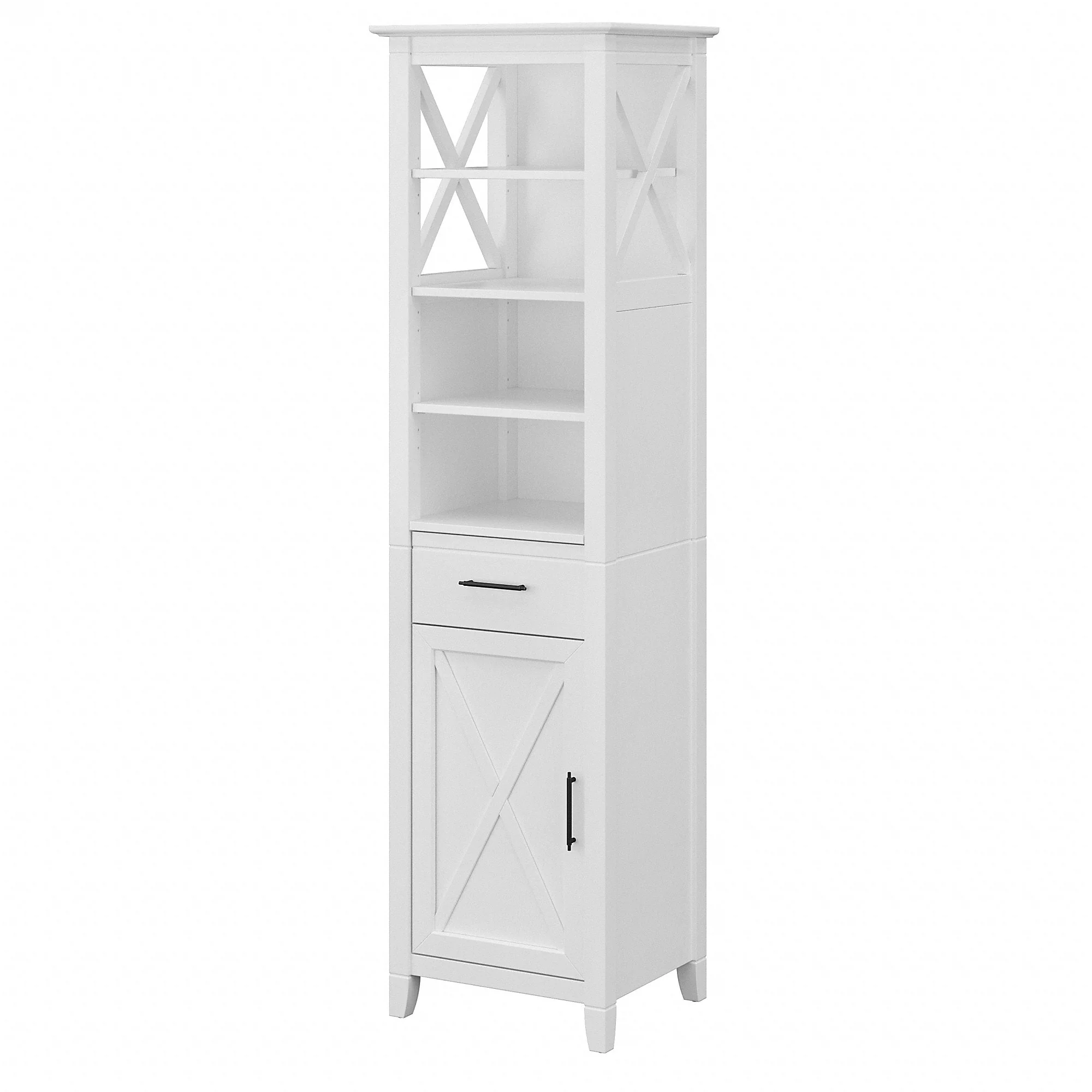 Key West Tall Narrow Bookcase Cabinet by Bush Furniture