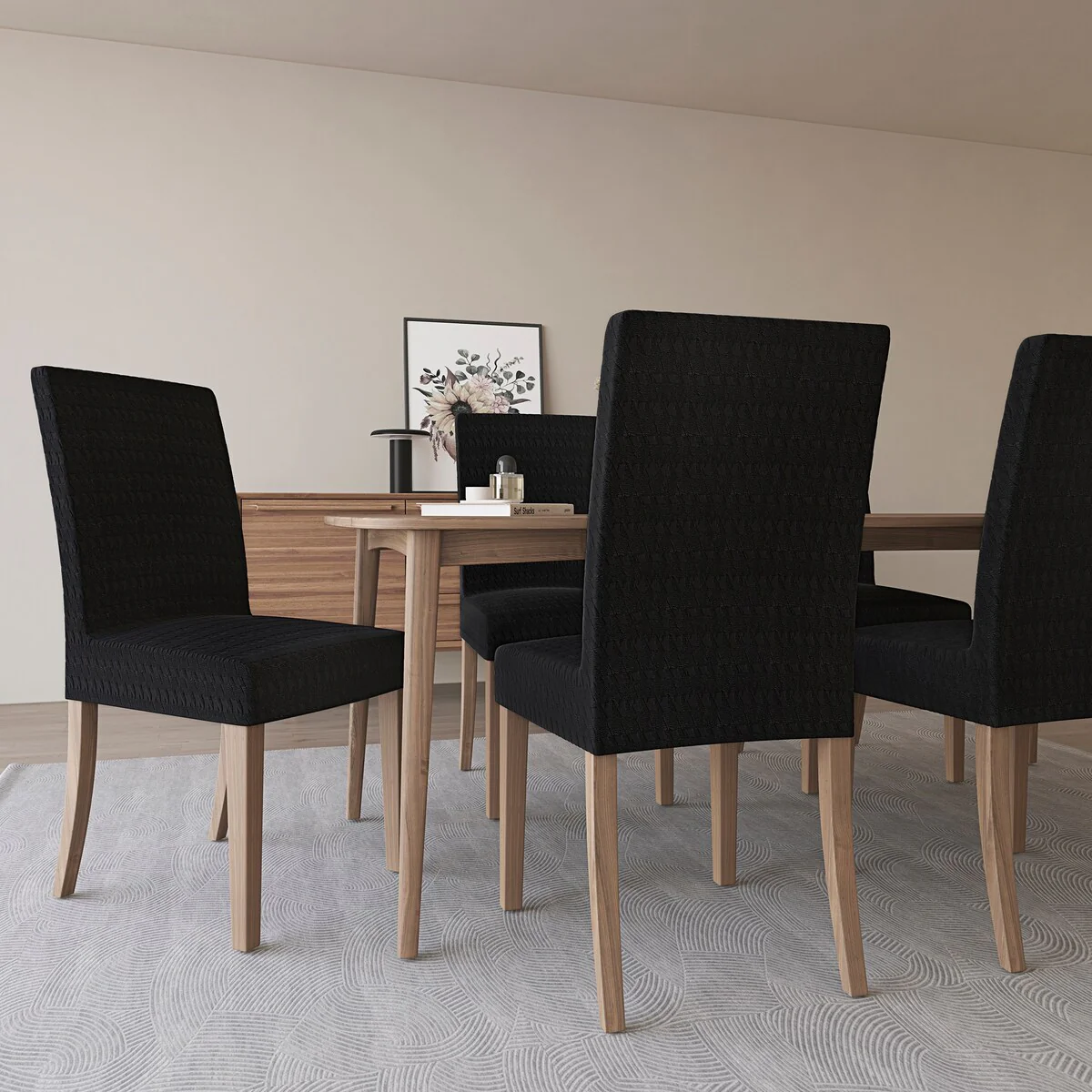 No. 918 Sparta 2-pack Houndstooth Textured Stretch Fit Elastic Dining Chair Cover Pair - 28