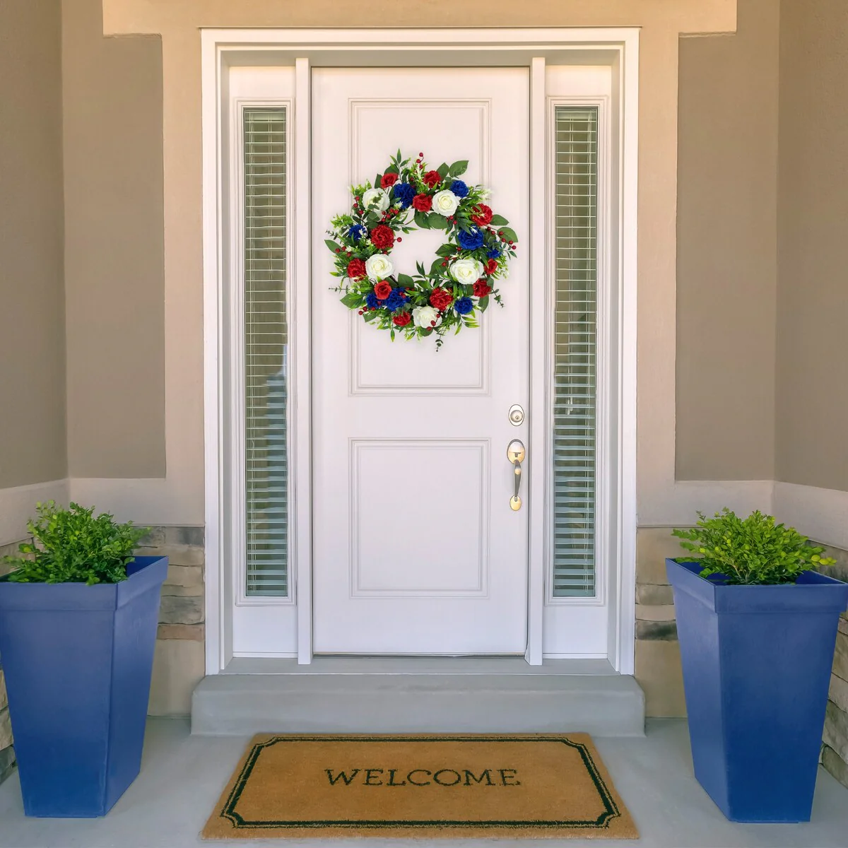 Carnation and Rose Artificial Americana Wreath - 24