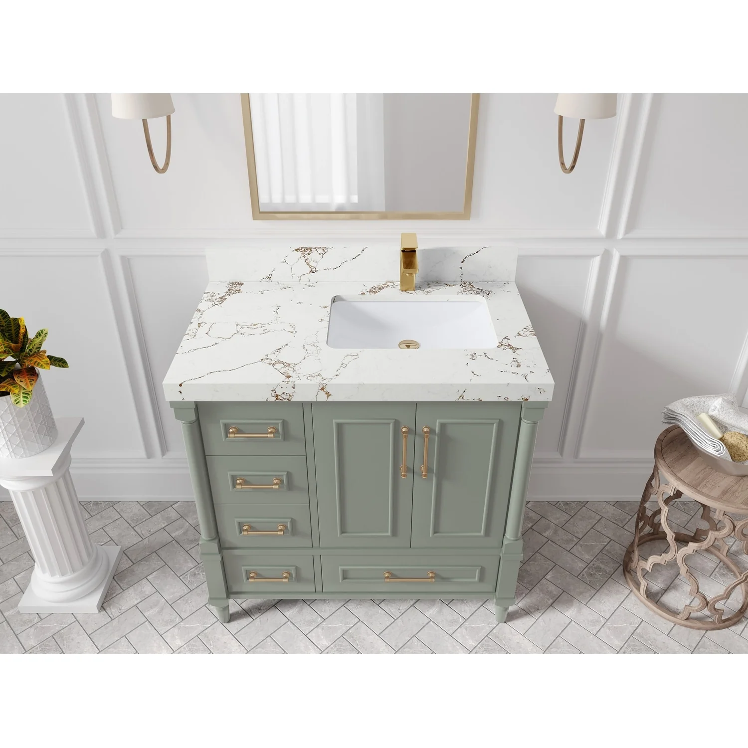 Willow Collections 36 in. W x 22 in. D Aberdeen Right Offset Sink Bathroom Vanity with Countertop