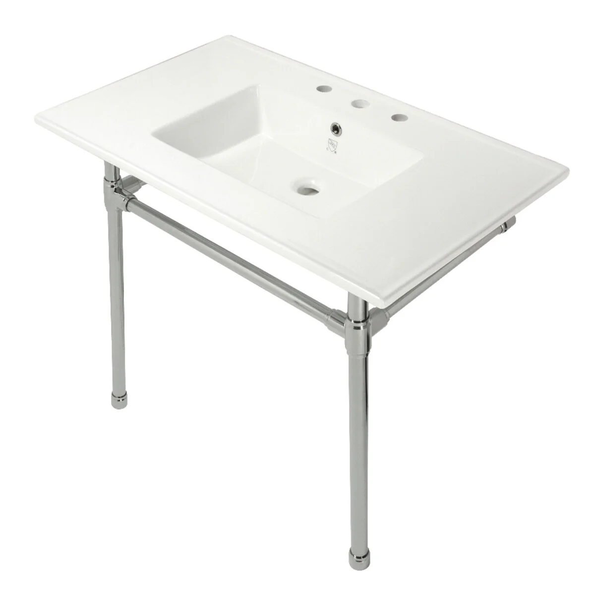Kingston Brass Dreyfuss 37-Inch Console Sink with 8-in Faucet Hole with Stainless Steel Legs