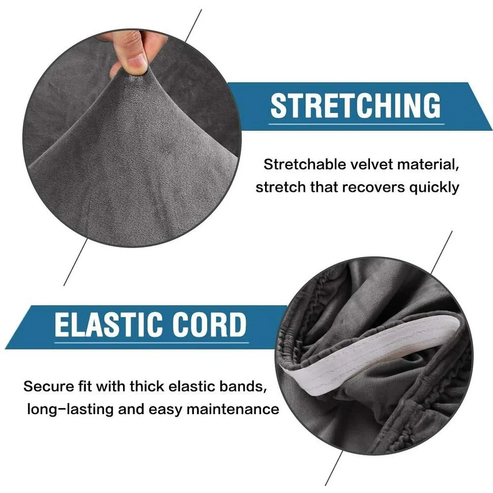 Enova Home Soft Thick Solid Velvet Fabric Stretchy Universal Dining Chair Slipcovers Set of 2