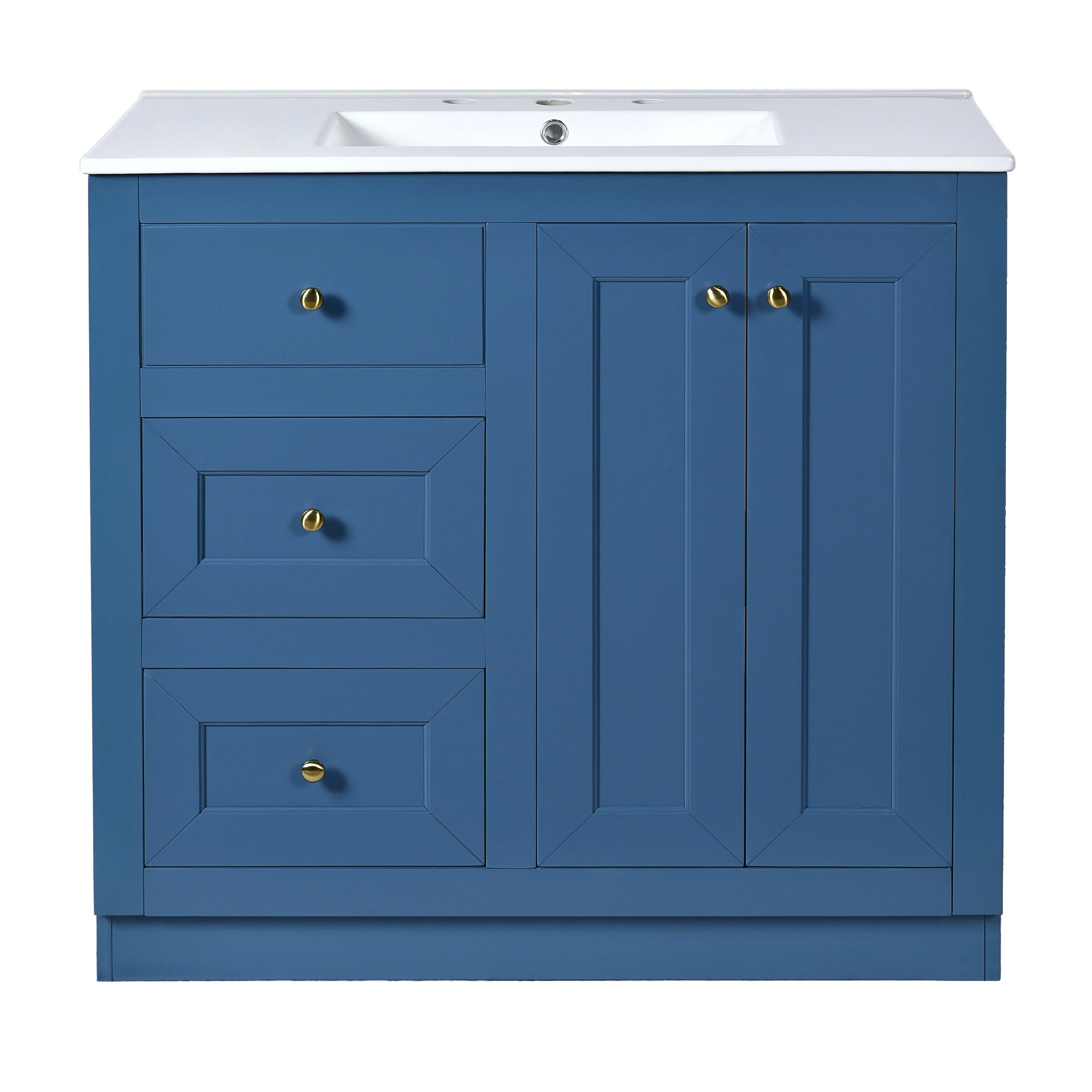 GDFStudio 36inch Bathroom Vanity with Ceramic Sink, Bathroom Storage Cabinet with 2 Drawers& Shelf