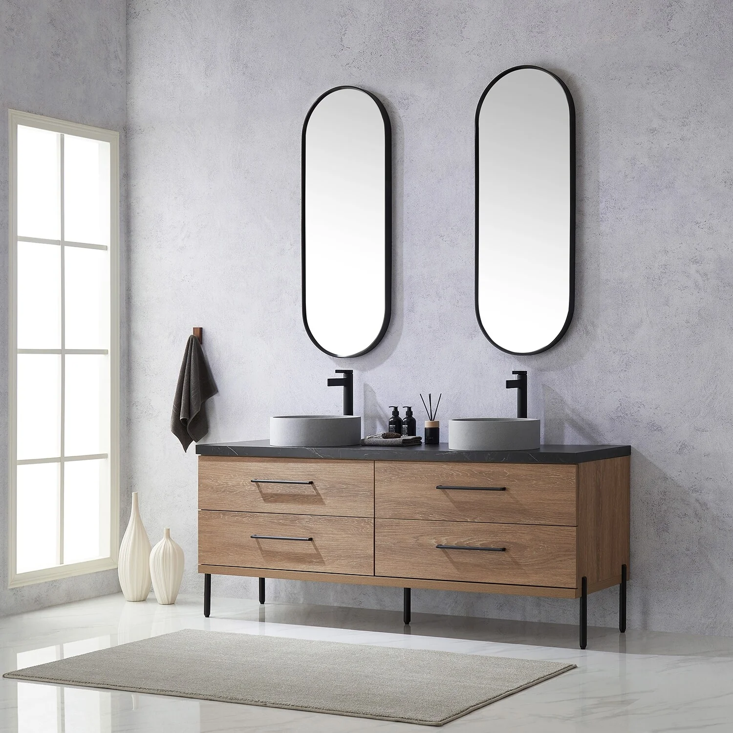 Trento Bath Vanity with Sintered Stone Top with Concrete Sink (C)