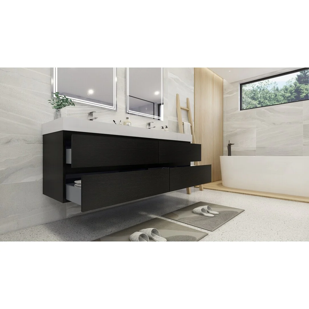 Baillie 72'' Wall-Mounted Vanity with Double Reinforced Acrylic Sink