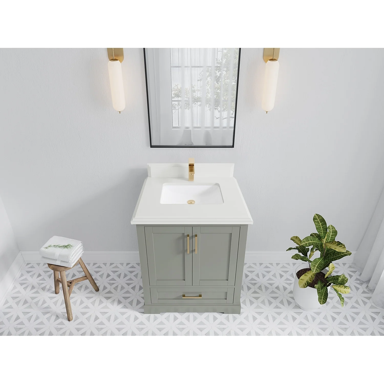 Willow Collection 30 in W x 22 in D x 36 in H Reeded Boston Single Bowl Sink Bathroom Vanity with Quartz or Marble Countertop