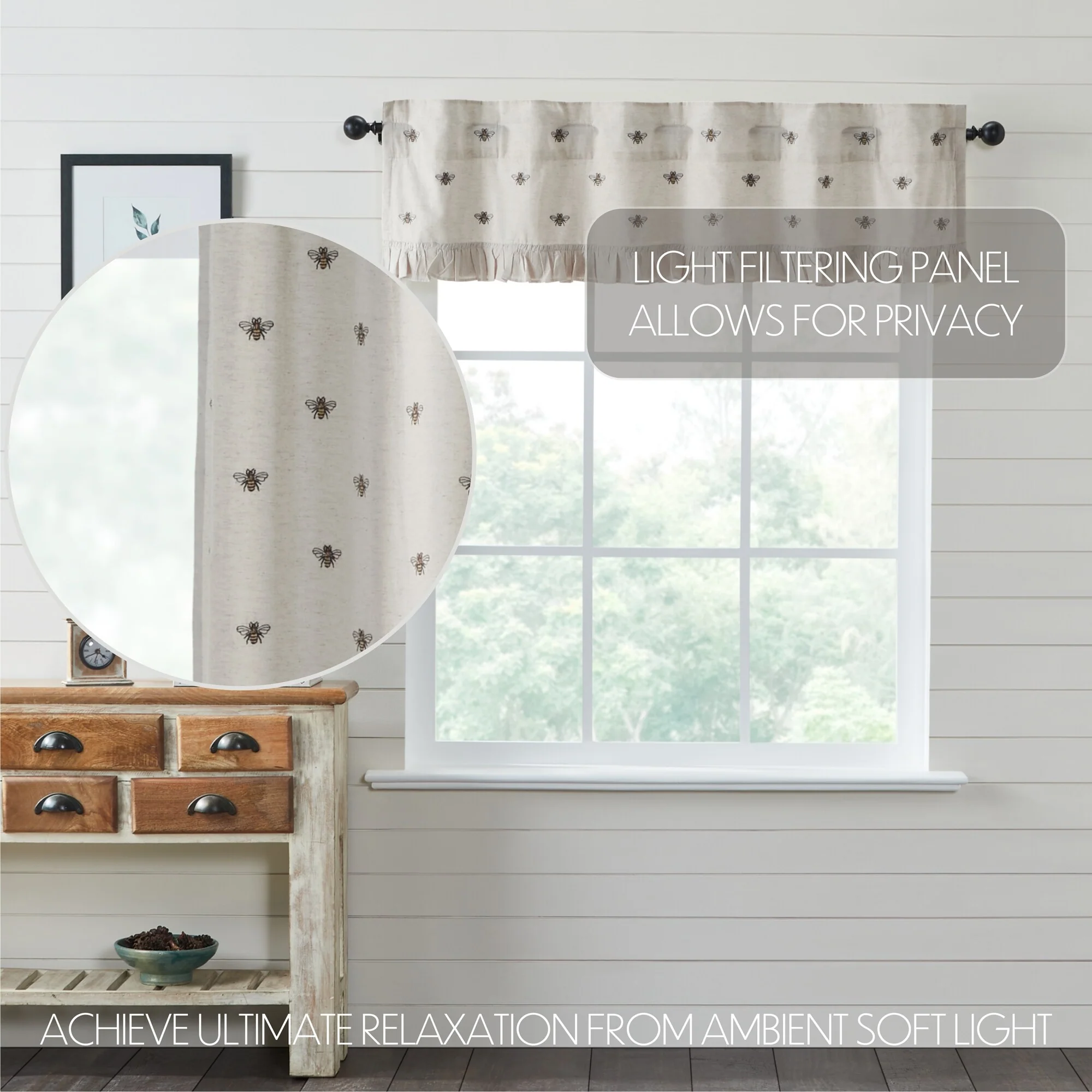 Embroidered Bee Valance