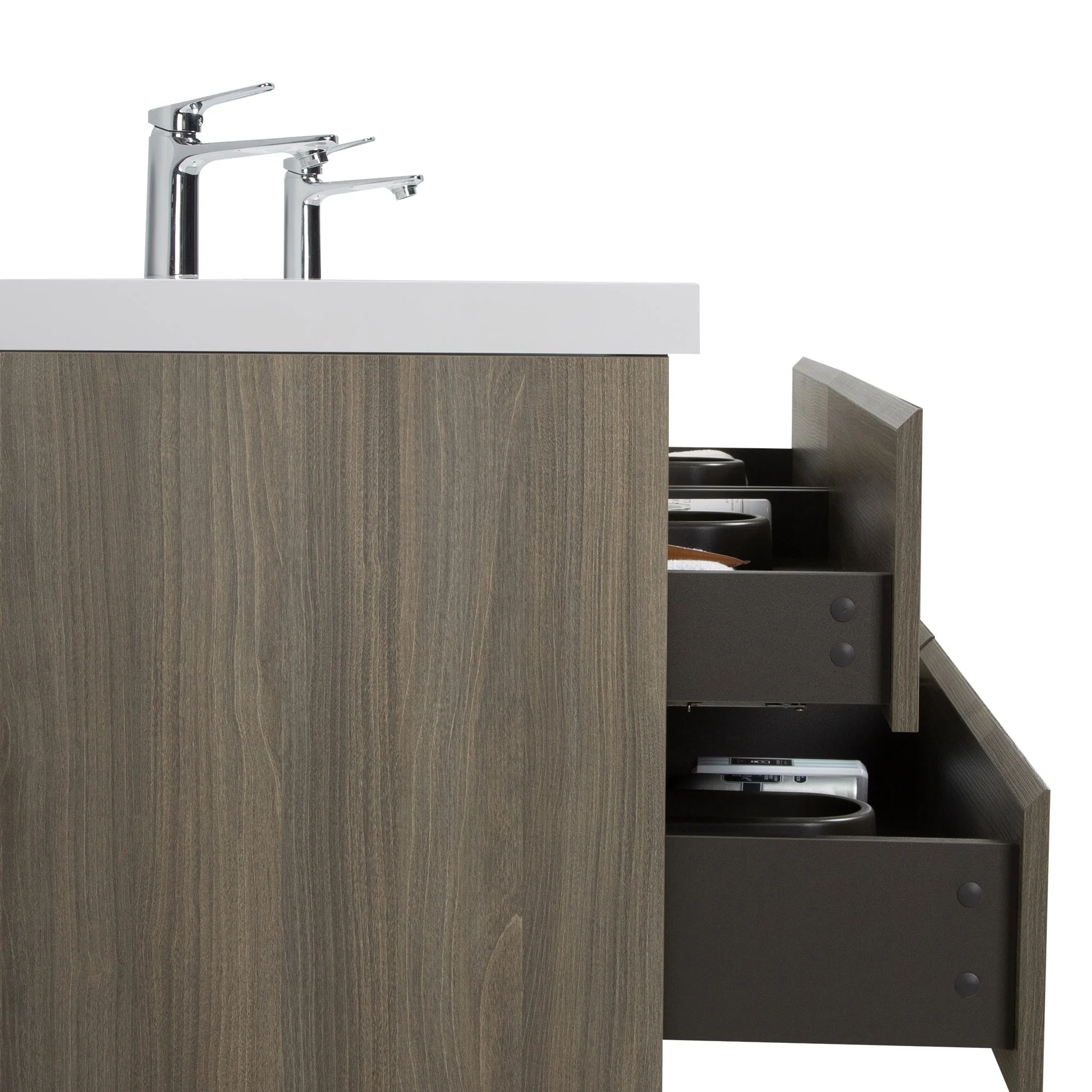 MDF Floating Bathroom Vanity with Integrated Resin Sink