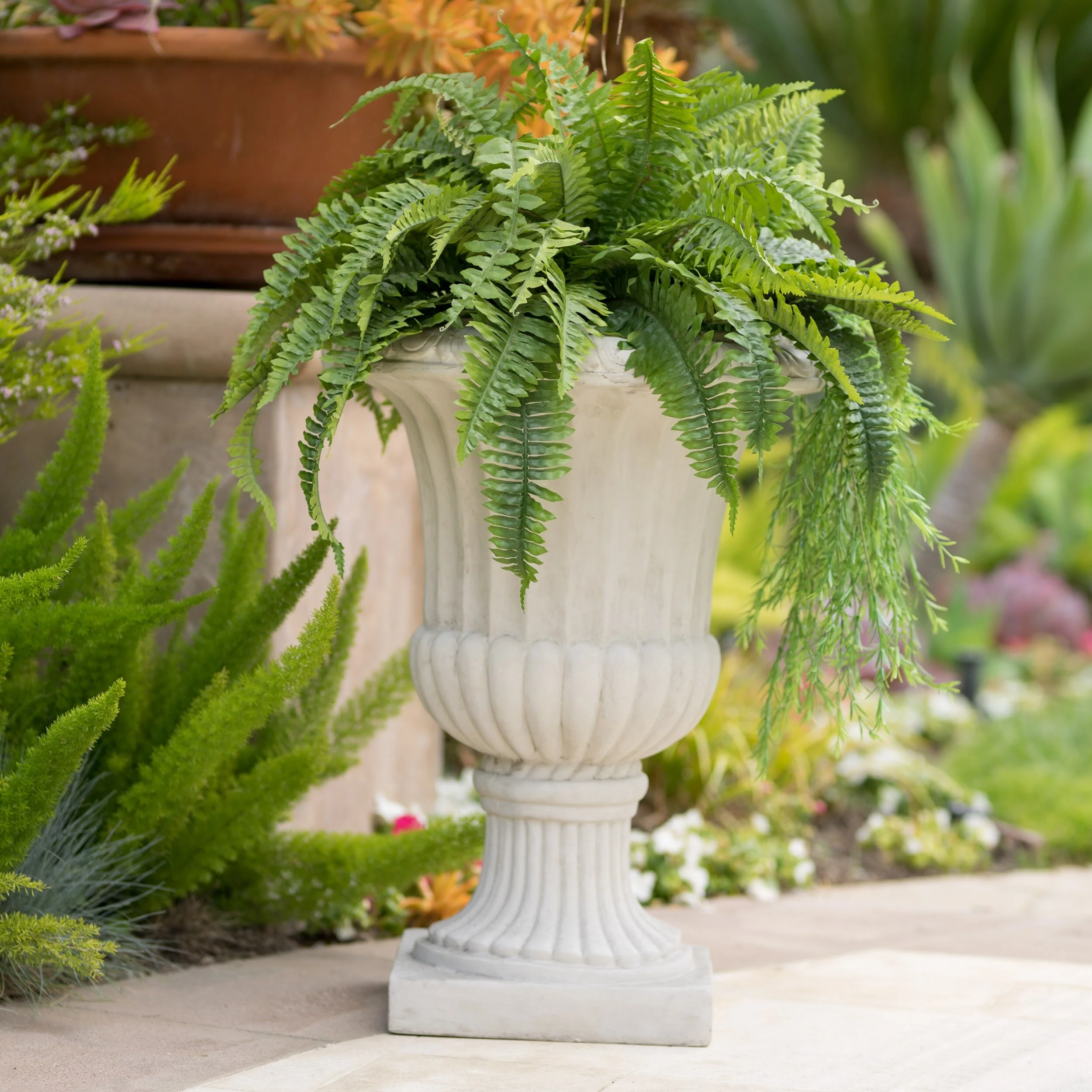 Antique White Italian Urn Planter