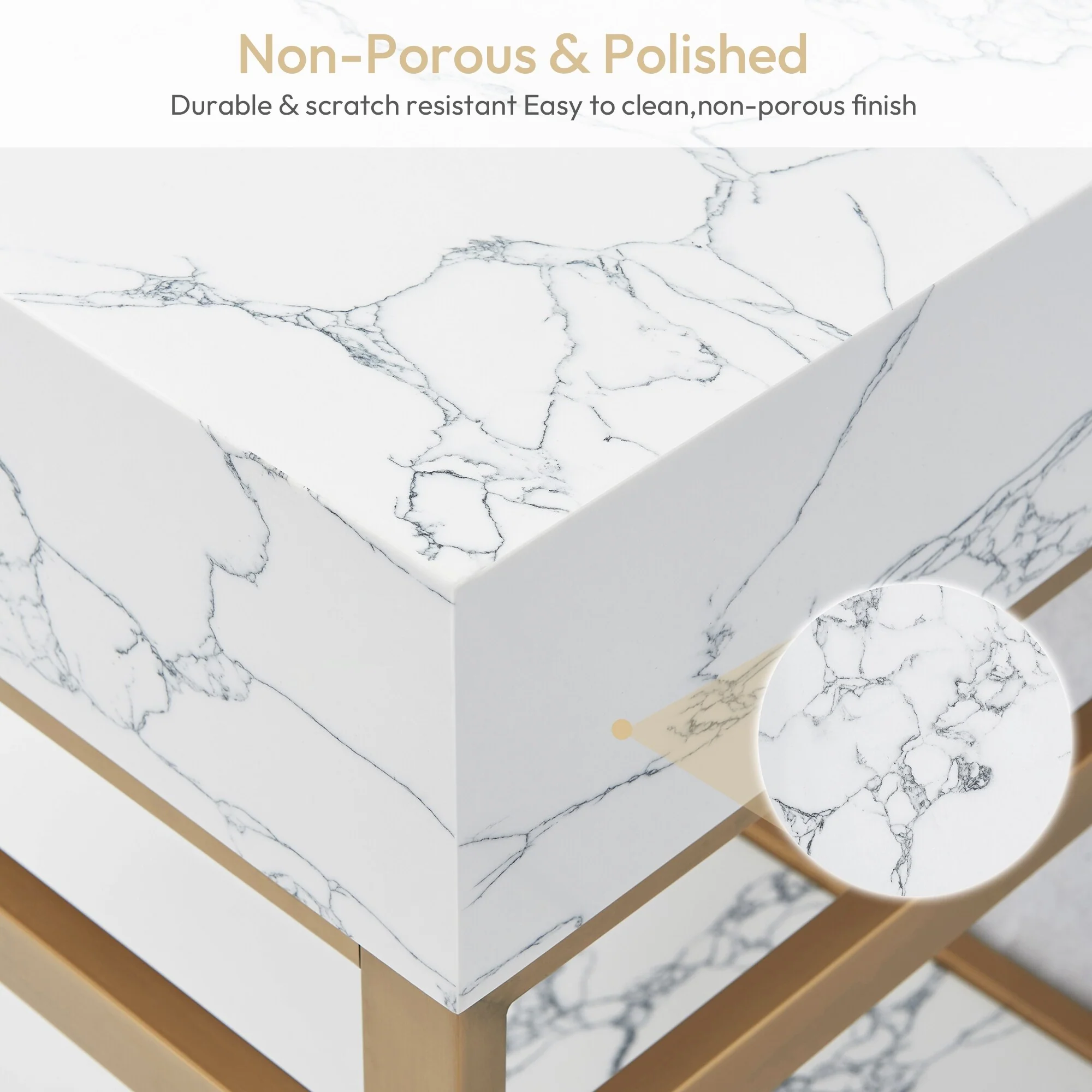 Ecija Bath Vanity, Metal Support with Composite Stone Top, no Mirror