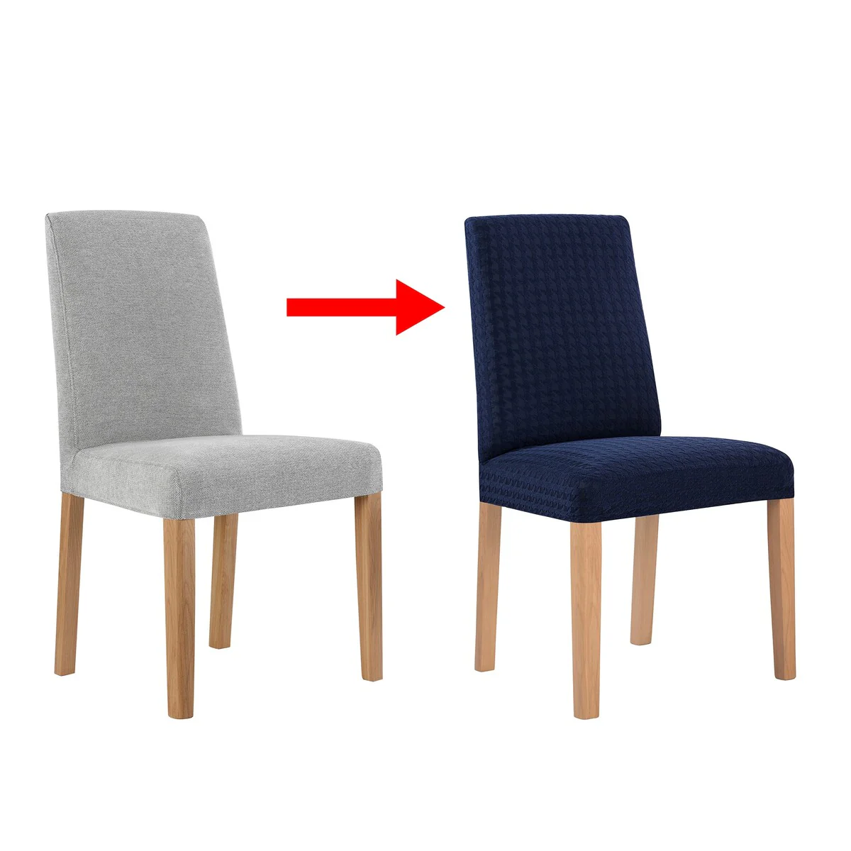 No. 918 Sparta 2-pack Houndstooth Textured Stretch Fit Elastic Dining Chair Cover Pair - 28