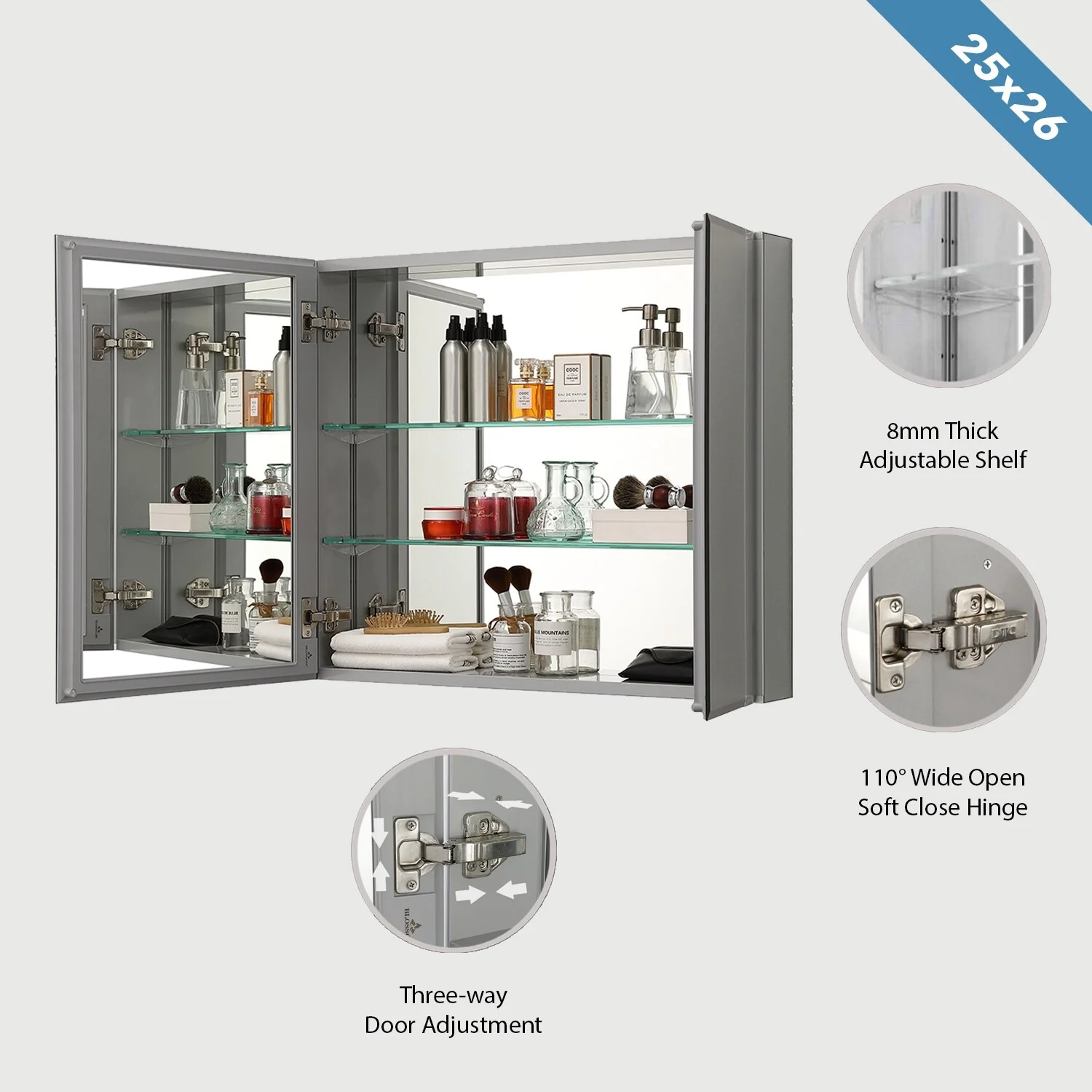 Frameless Aluminum Bathroom Mirror Medicine Cabinet
