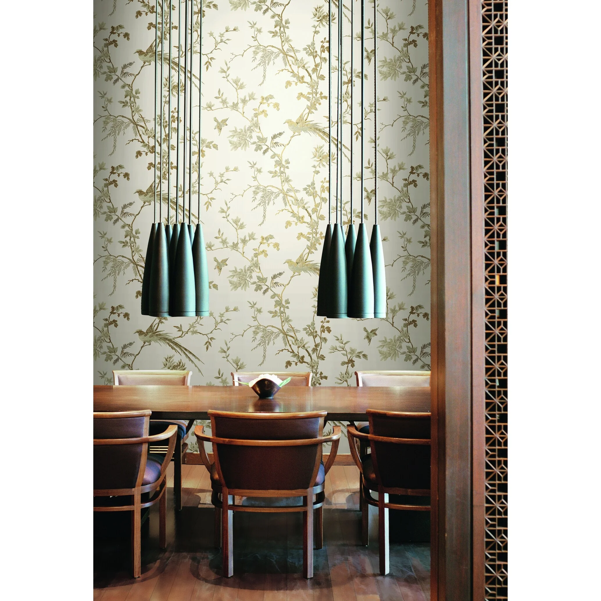 Schusterman, Bird And Blossom Chinoserie Wallpaper, 27 in x 27 ft = 60.75 sq ft, Wallpaper Roll