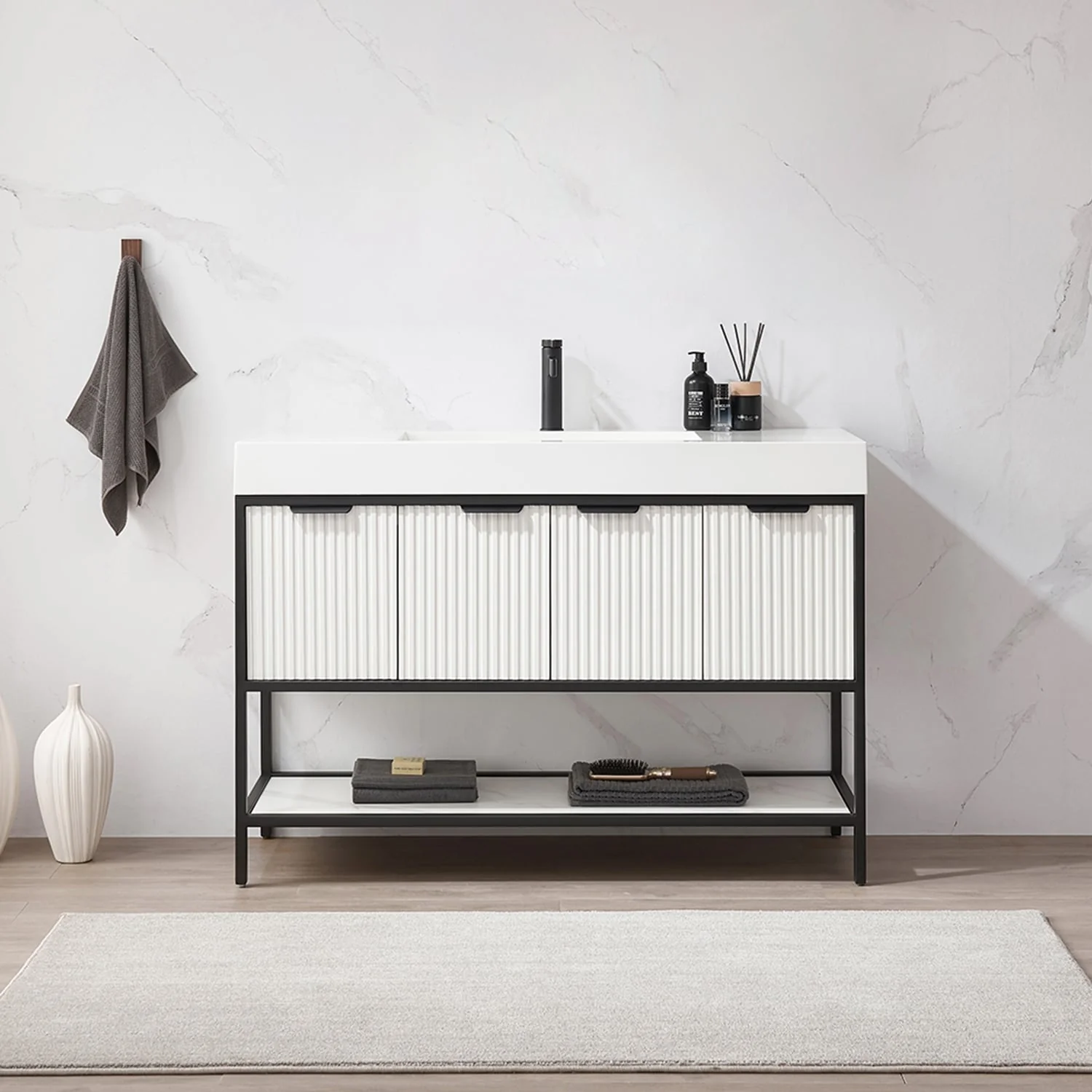 Marcilla 48 in. Single Sink Bath Vanity with Stone Sink Top