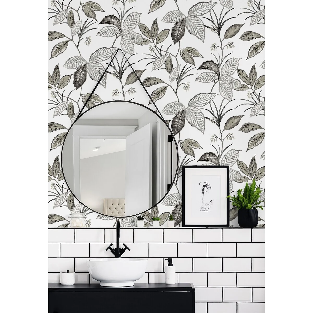 NextWall Boho Leaf Trail Peel and Stick Wallpaper