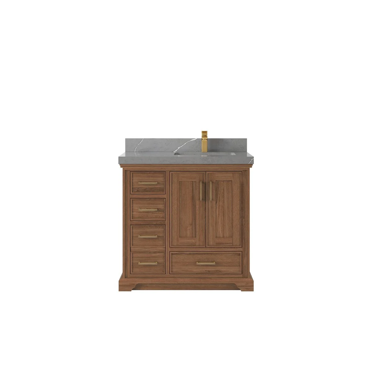 Willow Collections 36 in. W x 22 in. D Charlotte Teak Right Offset Sink Bathroom Solid Teak Vanity with Countertop