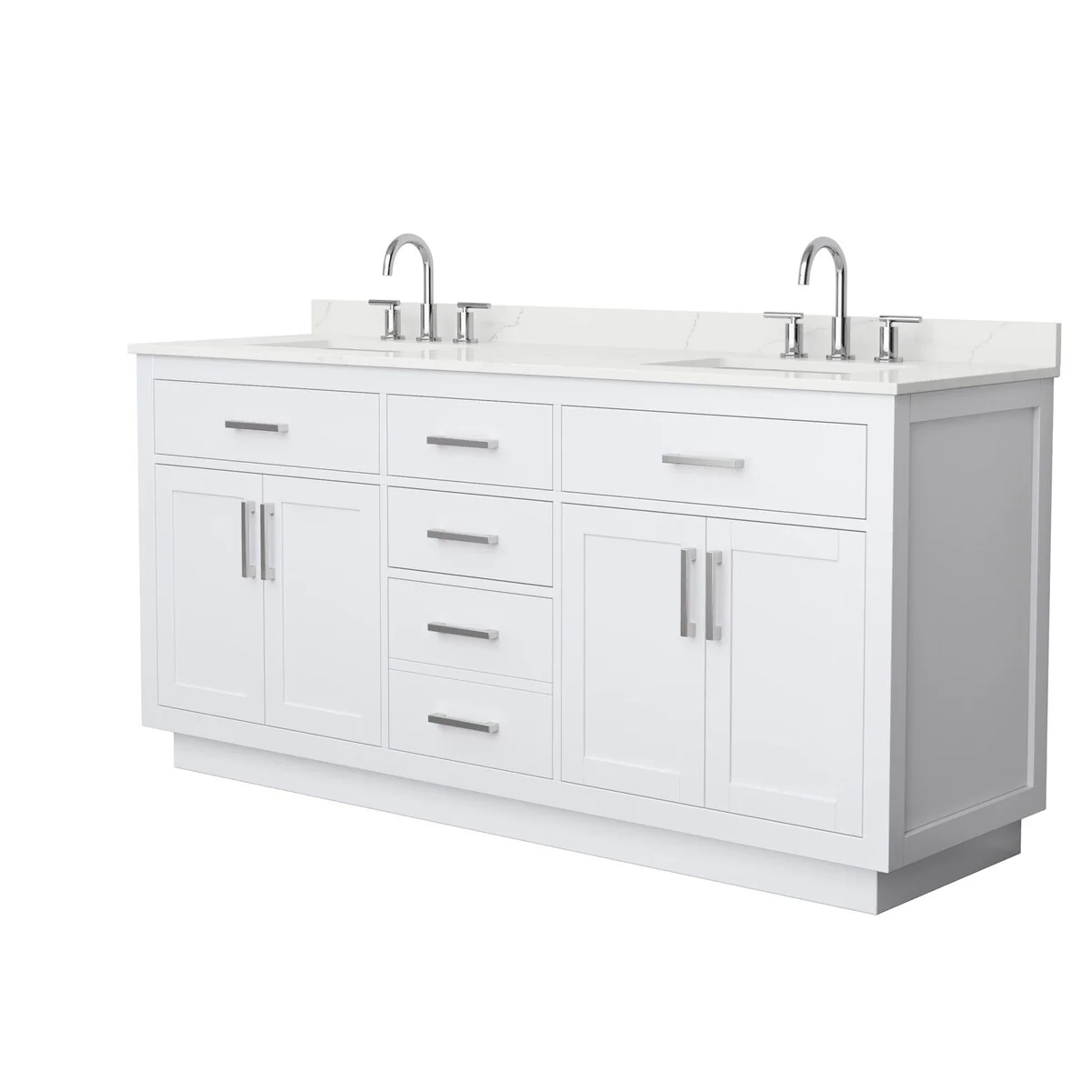 Beckett TK 72-inch Double Vanity, 3 Hole Quartz Top