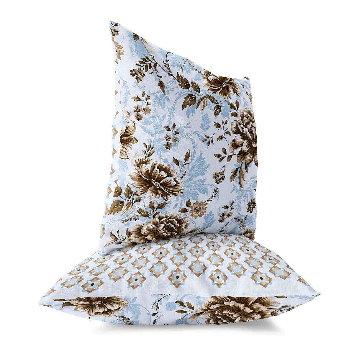 Blue And Brown Nature's Canvas Indoor/Outdoor Throw Pillow Zipper