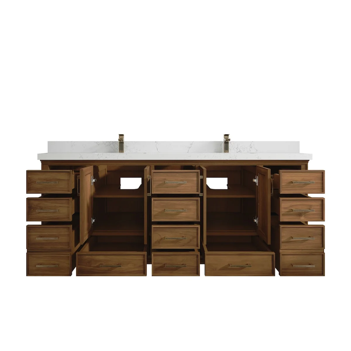 Willow Collections 84 in. W x 22 in. D Charlotte Teak Double Sink Bathroom Solid Teak Vanity with Countertop