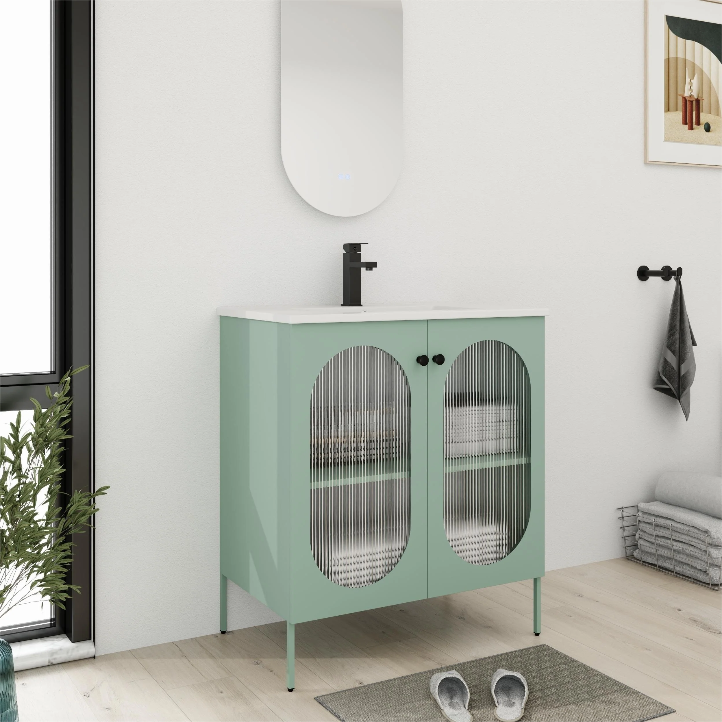 Bathroom Vanity With Sink In 30 Inch, Freestanding Bathroom Vanity With Soft Close Door