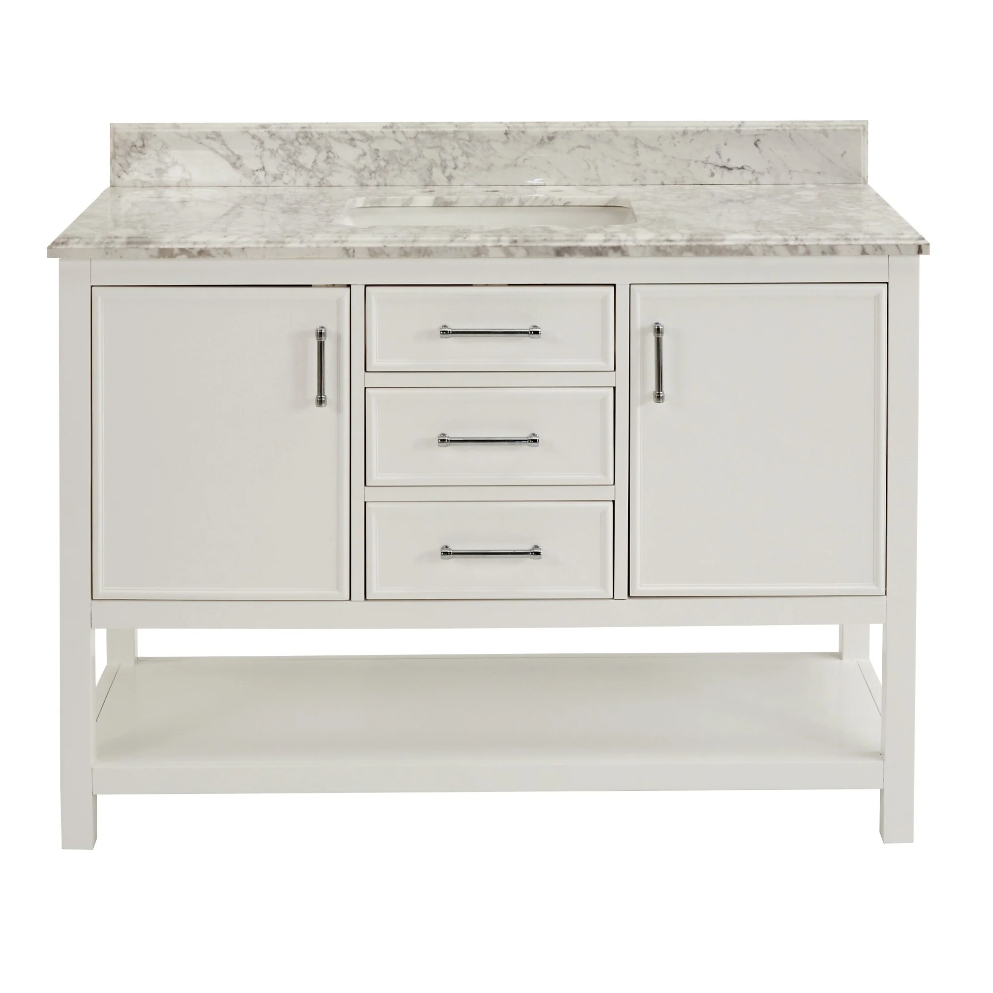 Lilleham Bathroom Sink Vanity with White Marble Veneer Stone Top by iNSPIRE Q Classic