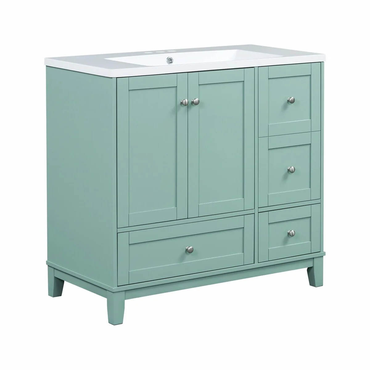Modern 36-Inch Bathroom Vanity with Resin Sink and Ample Storage