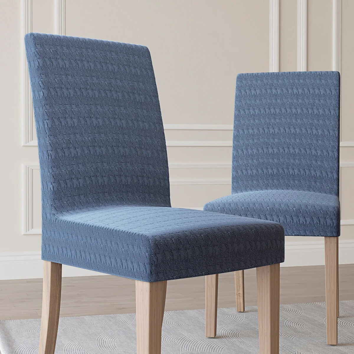 No. 918 Sparta 2-pack Houndstooth Textured Stretch Fit Elastic Dining Chair Cover Pair - 28