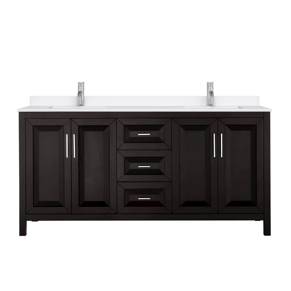 Daria 72-inch Double Vanity, Single Hole Quartz Top