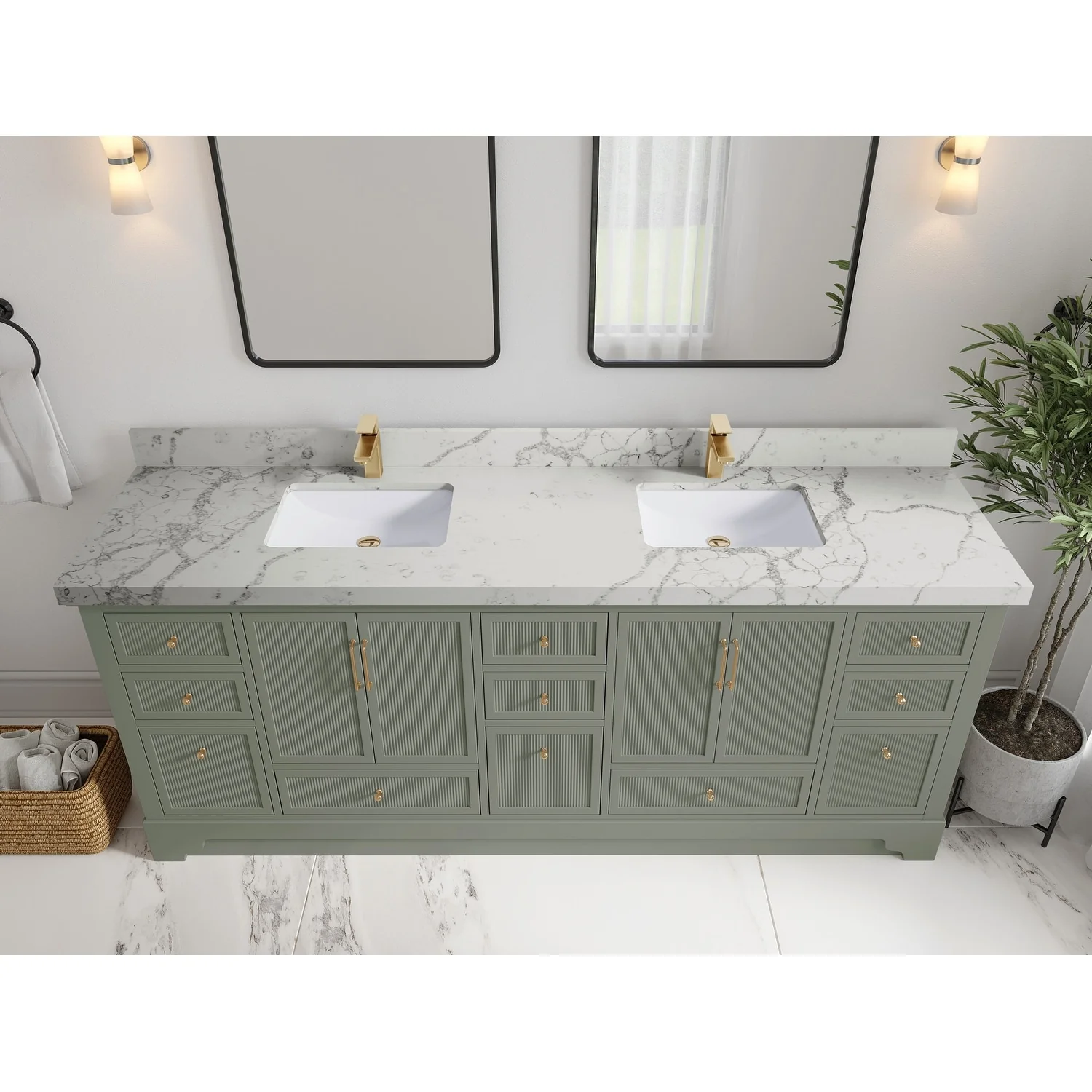 Willow Collections 84 in. W x 22 in. D Alys Double Bowl Sink Bathroom Vanity with Countertop
