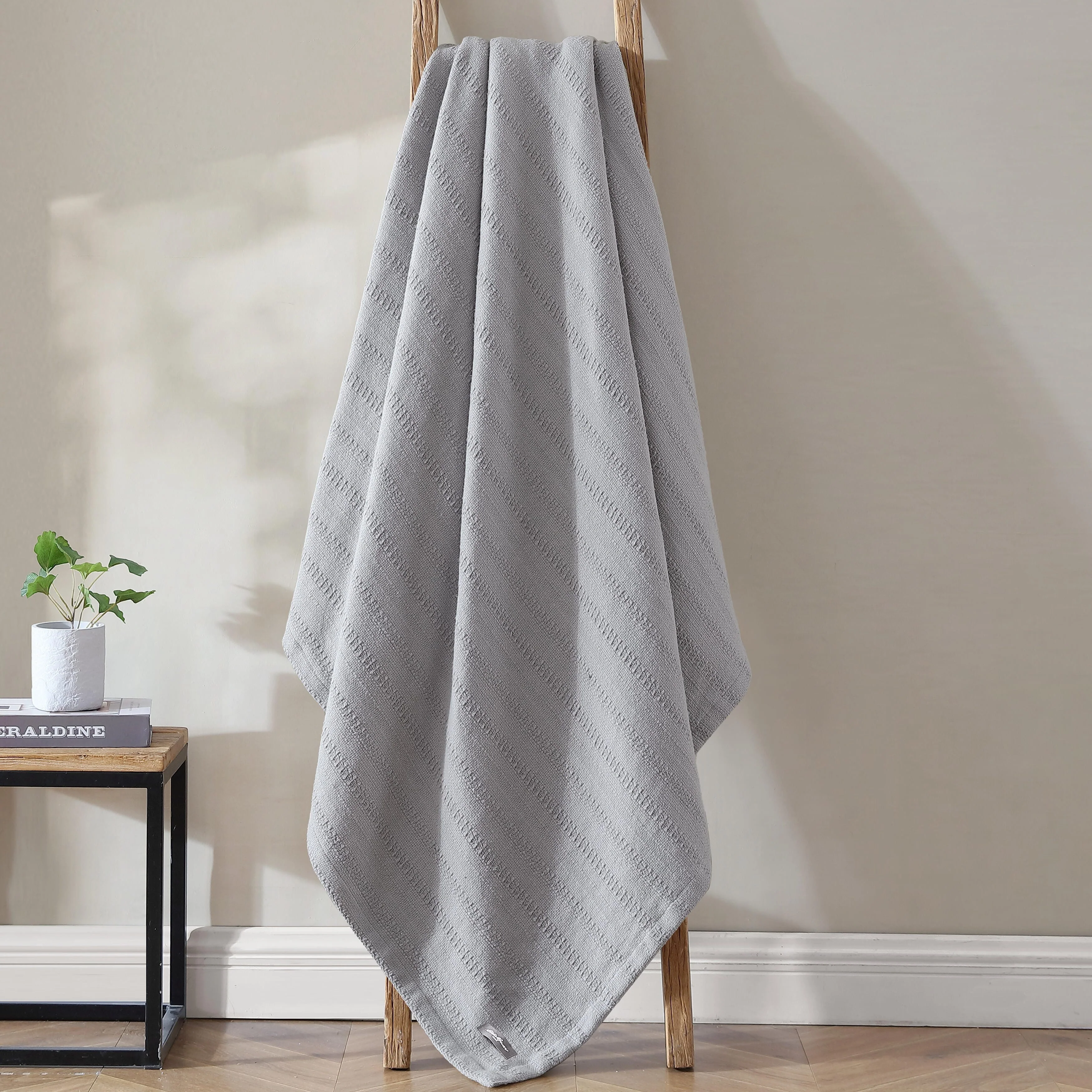 Eddie Bauer Variegated Weave Stripe Cotton Reversible Blanket