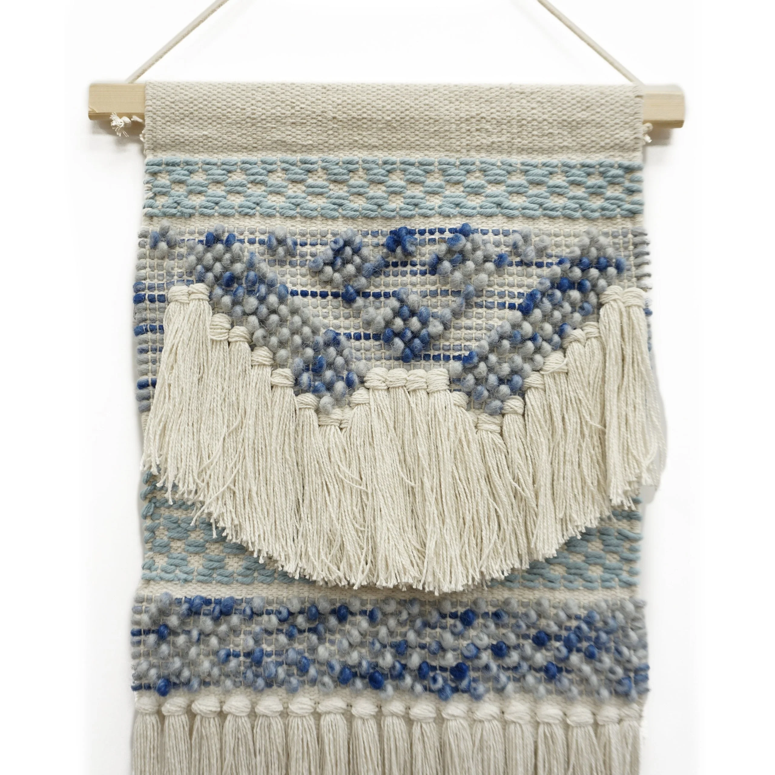 Home&Manor Wool and Cotton Macrame Wall Hanging with Rod Included - Exact Size
